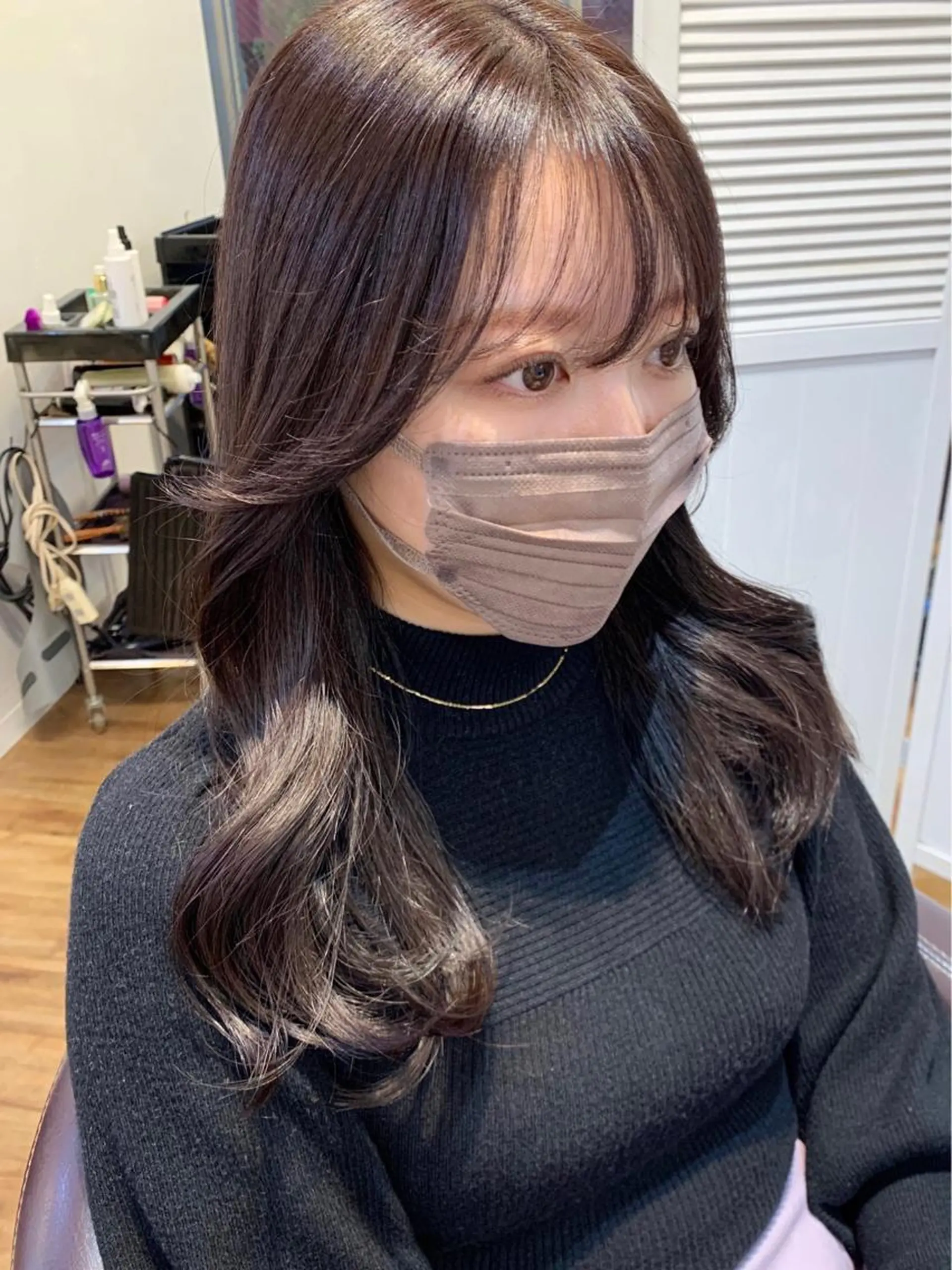 ロング カラー ブリーチ ラベンダーカラー ラベンダーグレー ブリーチなしカラー ヨシンモリ Sana / 韓国ヘア / カラーのヘアスタイル