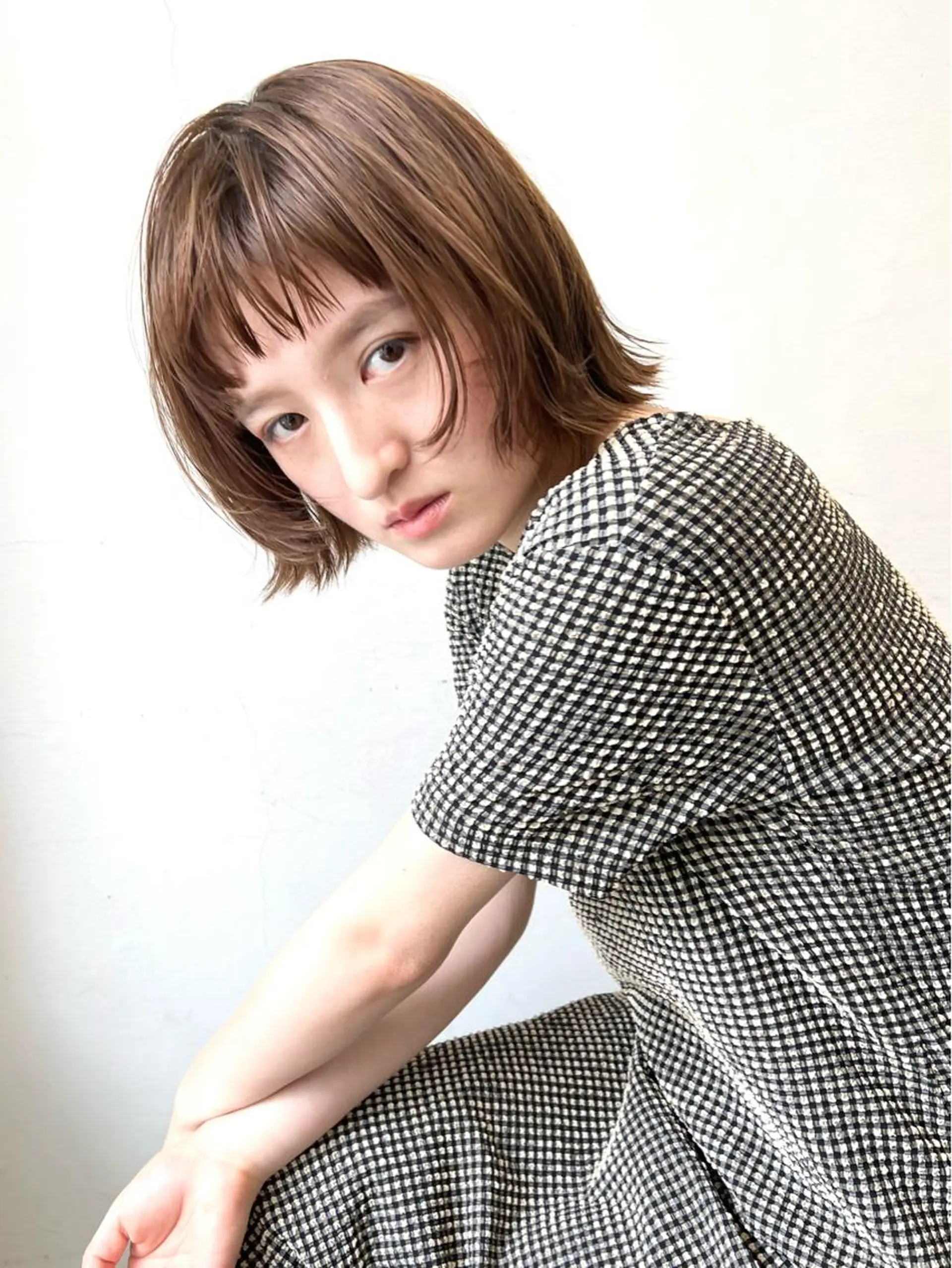 ミディアム カラー ヘアアレンジ ケアカラー 顔まわりレイヤー レイヤーカット 小顔カット カット HARU//原宿🤍 リピート率NO.1のヘアスタイル