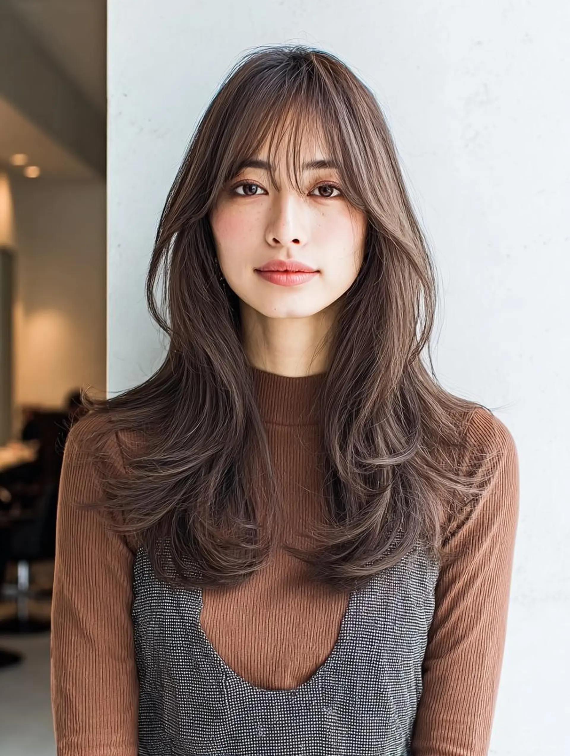 セミロング ハッシュカット 髪質改善 レイヤーカット 縮毛矯正 トリートメント カット ヘアカラー 縮毛矯正 トリートメント 生艶髪＆レイヤー🔔 渋谷お薦めNo.1✨のヘアスタイル