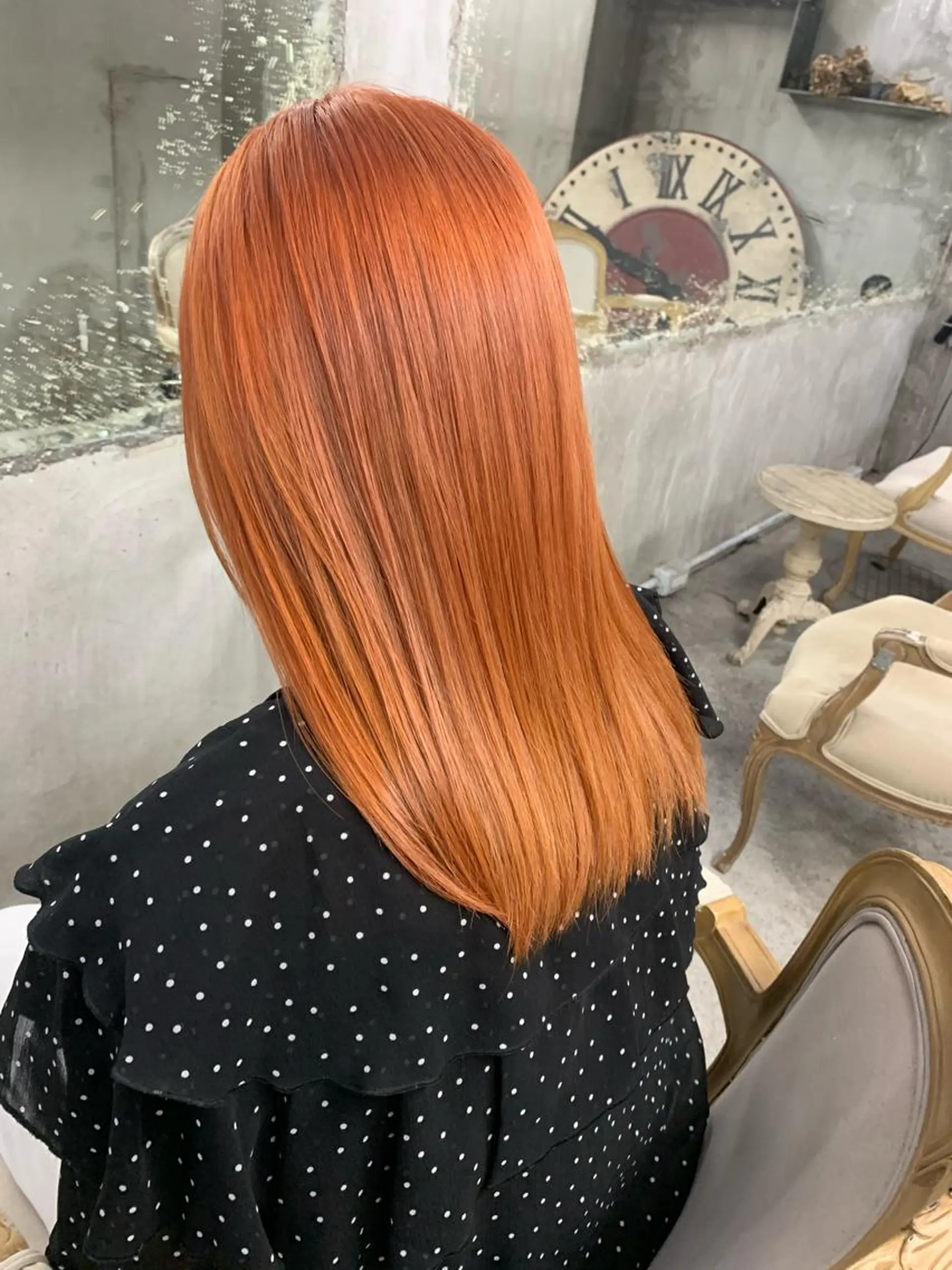 セミロング カラー ダブルカラー オレンジ 似合わせカラー🫶 小川千波のヘアスタイル