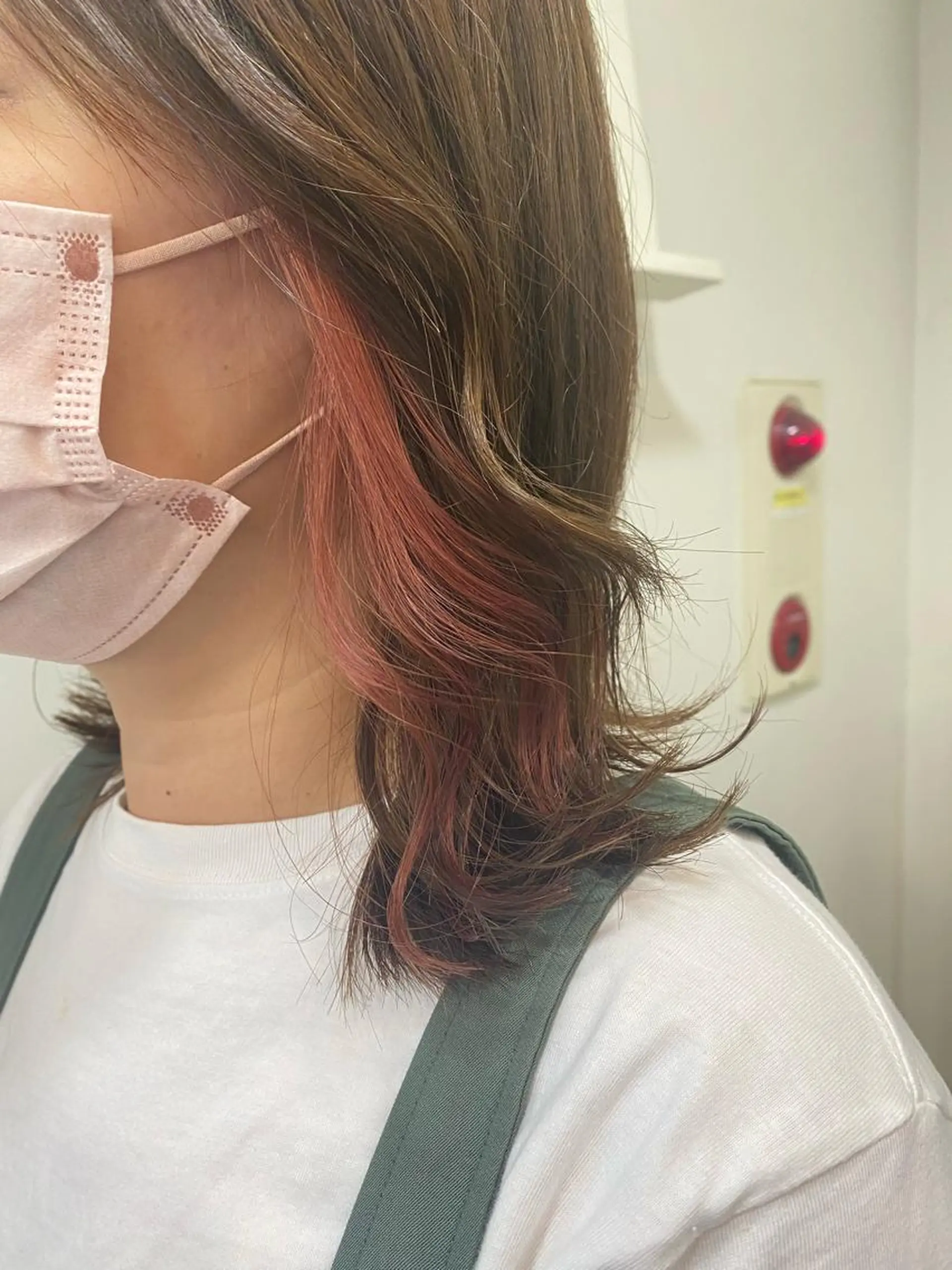 セミロング カラー イヤリングカラー インナーカラー ピンクカラー BLENDby happiness所属・KAORU/絹髪 /髪質改善/奈良のヘアスタイル