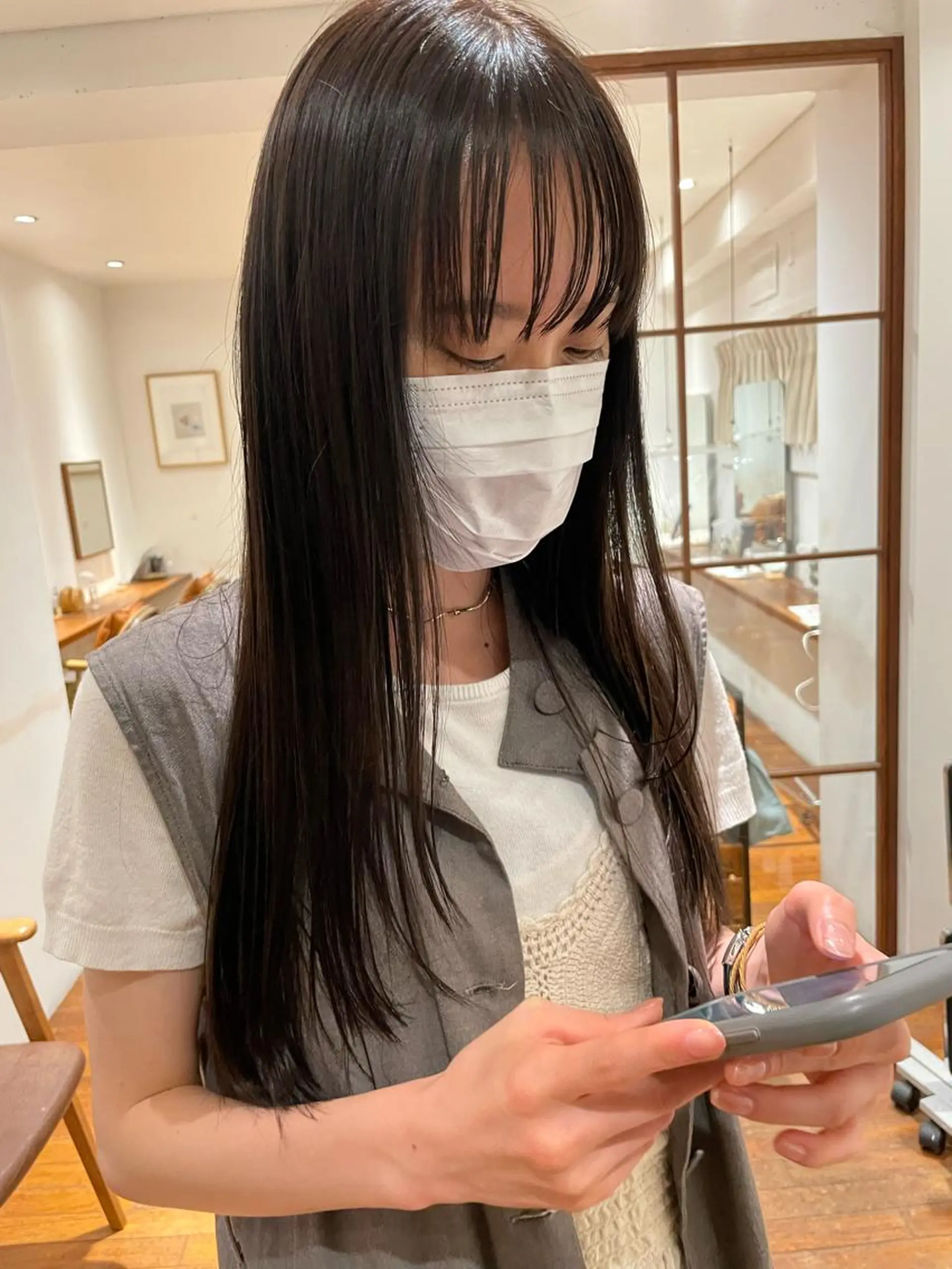 ロング カラー ヘアアレンジ 小顔レイヤー×コンパ クトボブ/林隆平のヘアスタイル