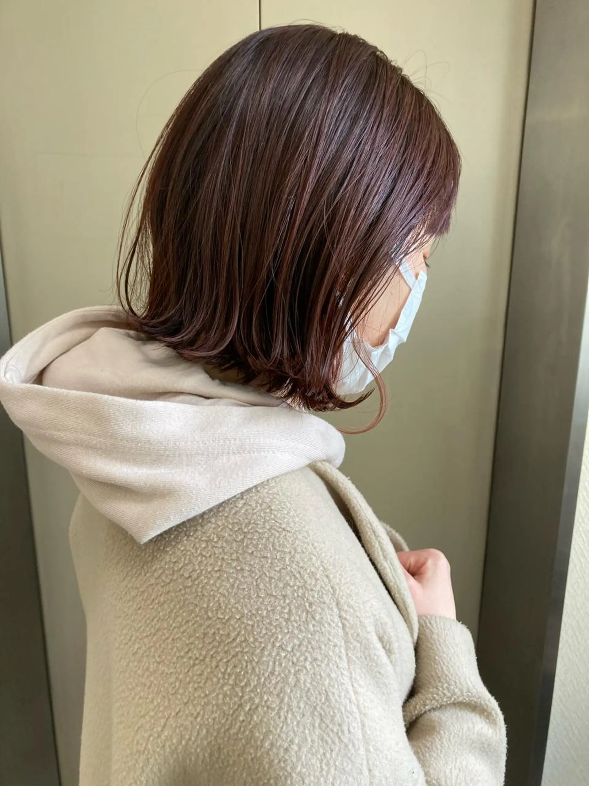 ミディアム カラー ベージュカラー ピンクカラー ピンクベージュ カット 縮毛矯正 小木曽智美 /ボブ/ショートのヘアスタイル