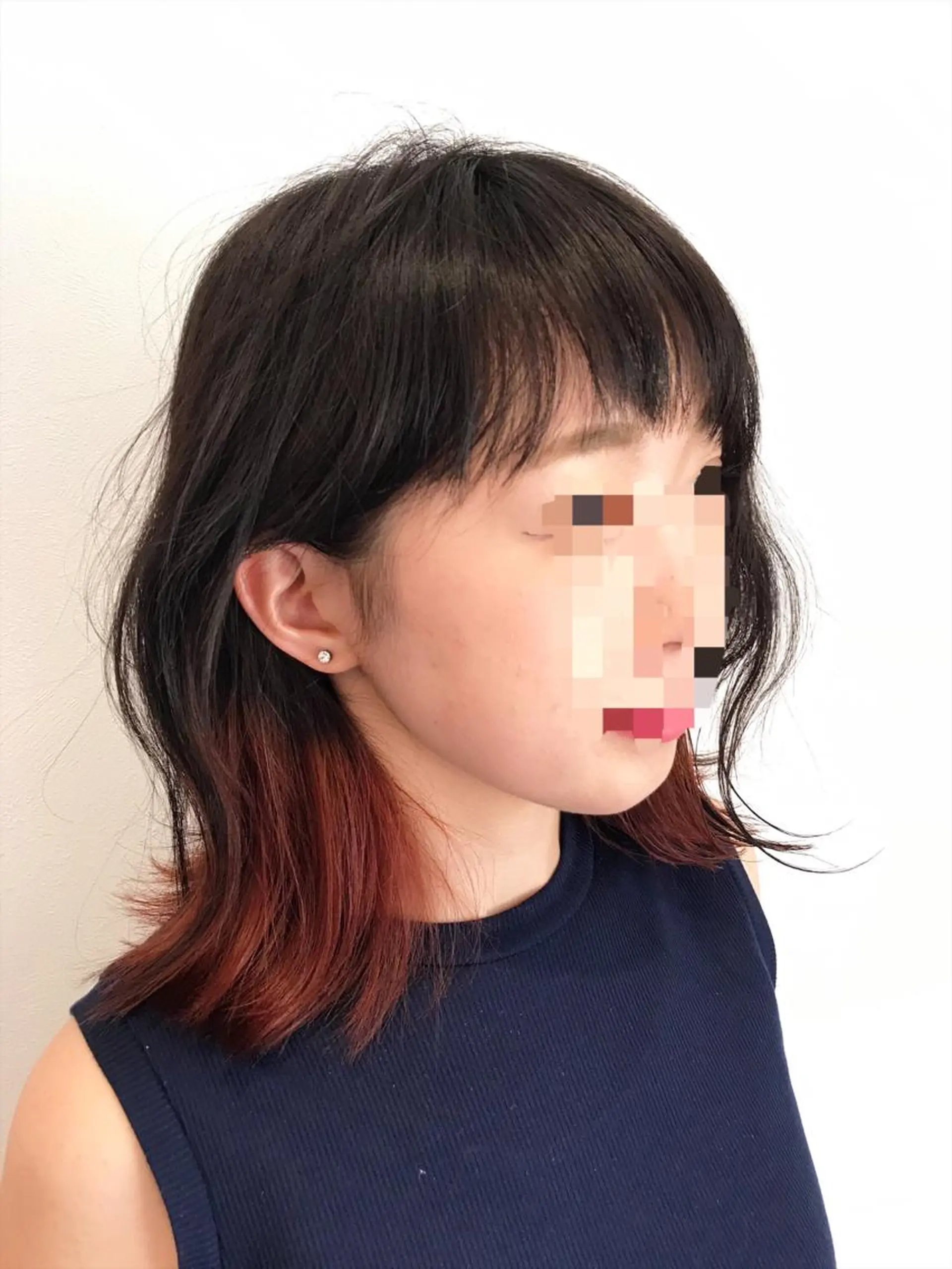 ミディアム カラー インナーカラー レッドカラー 藤井 健のヘアスタイル