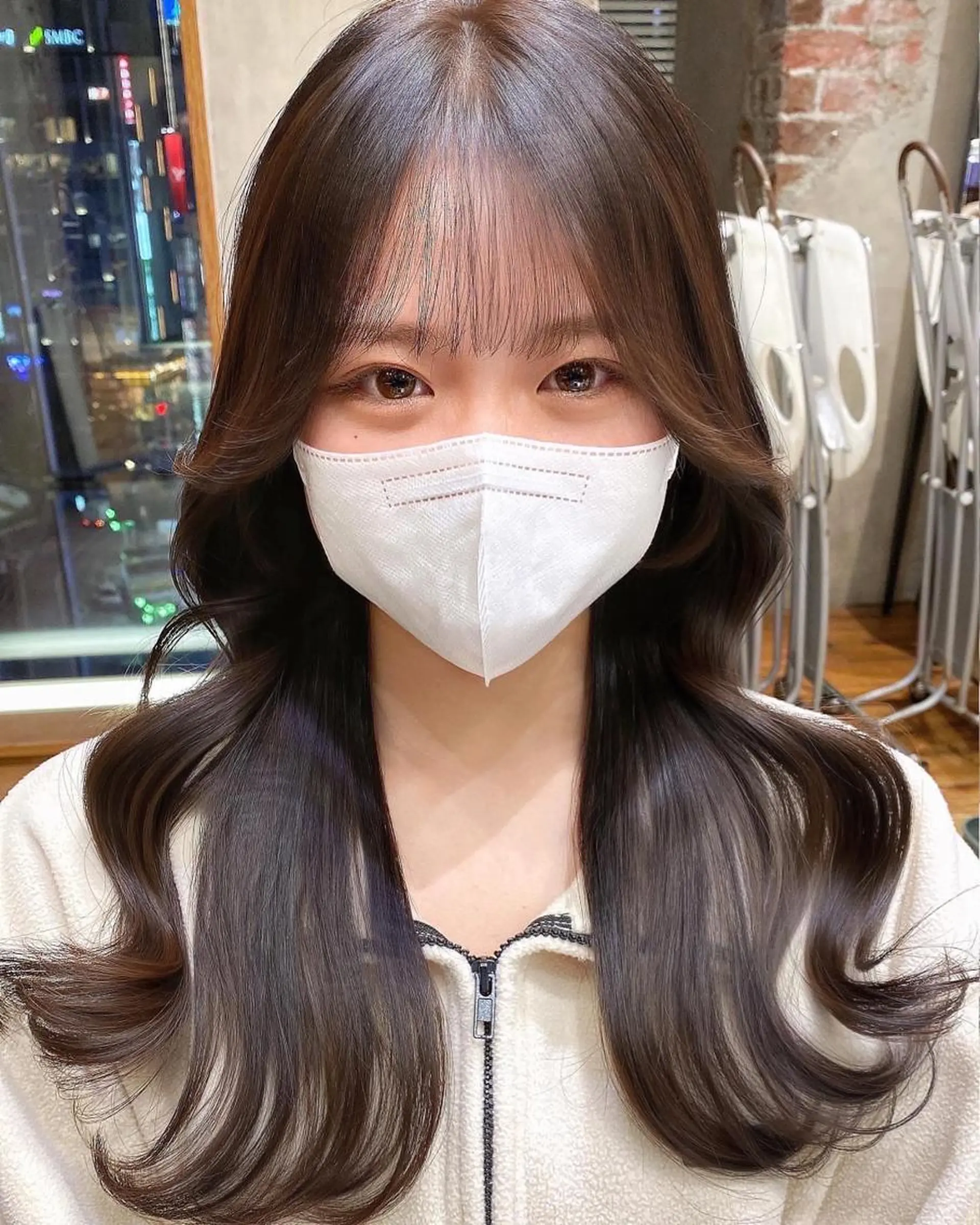 ロング カラー カット ヘアカラー トリートメント 顔まわりカット🌟 くびれヘア/寺門遥輝のヘアスタイル