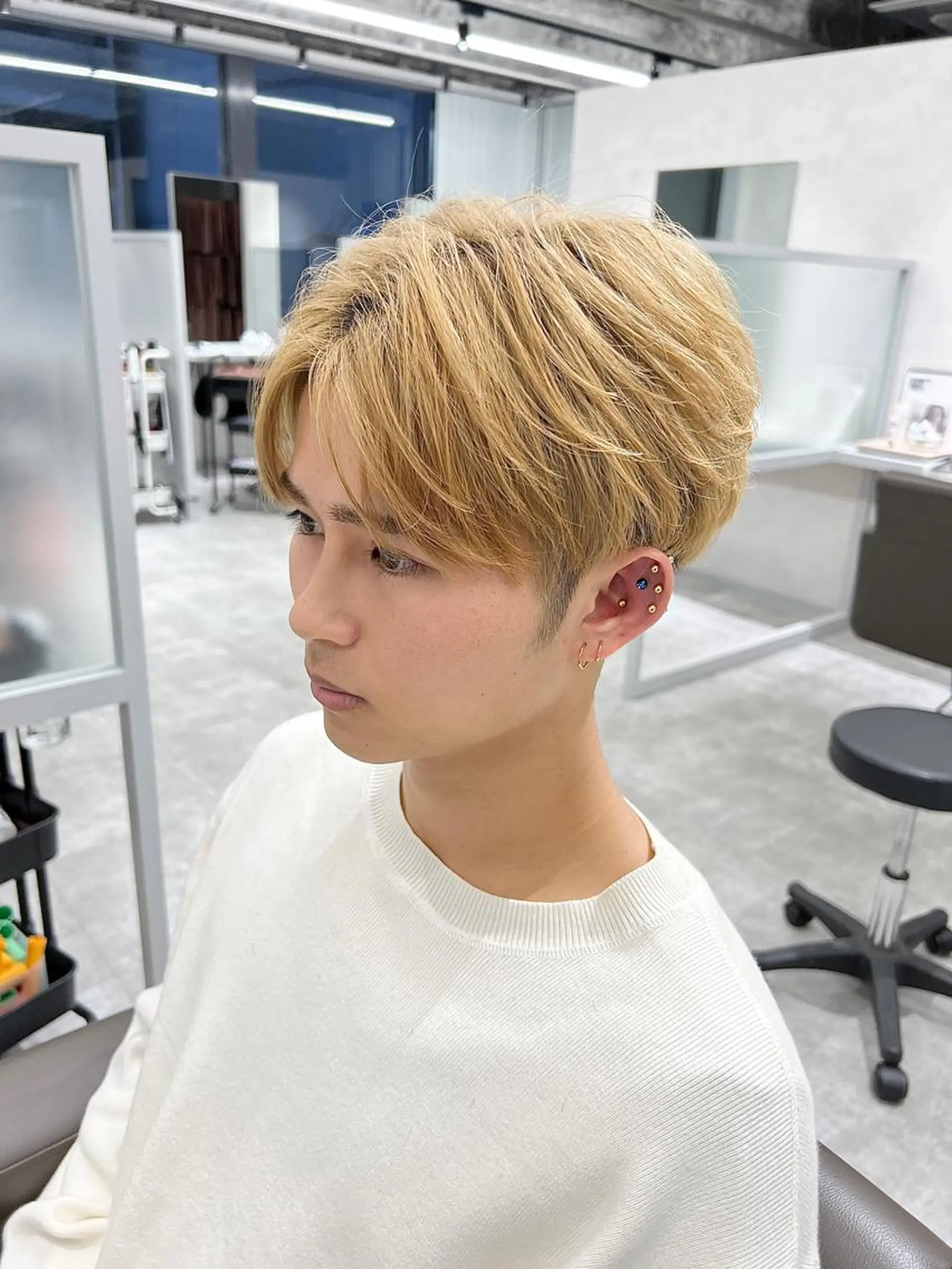 ショート カラー パーマ メンズ 関西センターパート メンズモデル募集のヘアスタイル