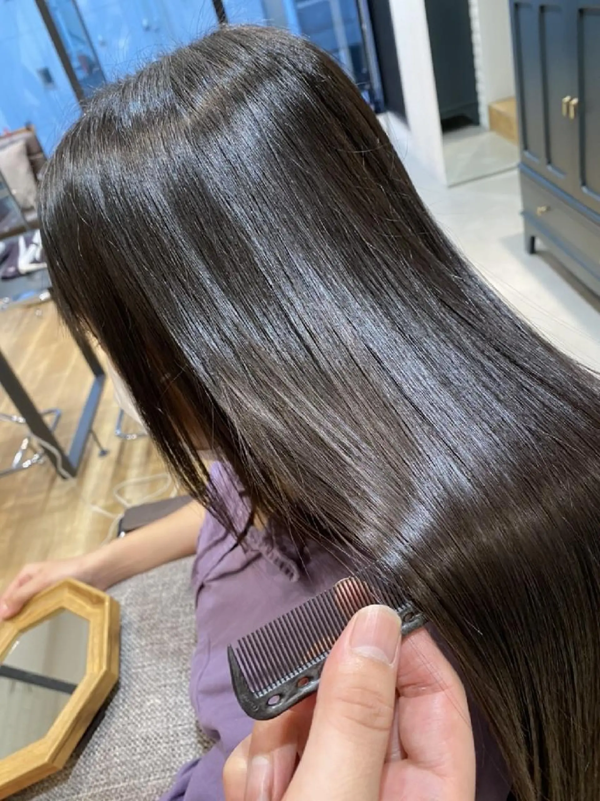 ロング 髪質改善 トリートメント 深夜まで営業中‼️ レム髪質改善のヘアスタイル