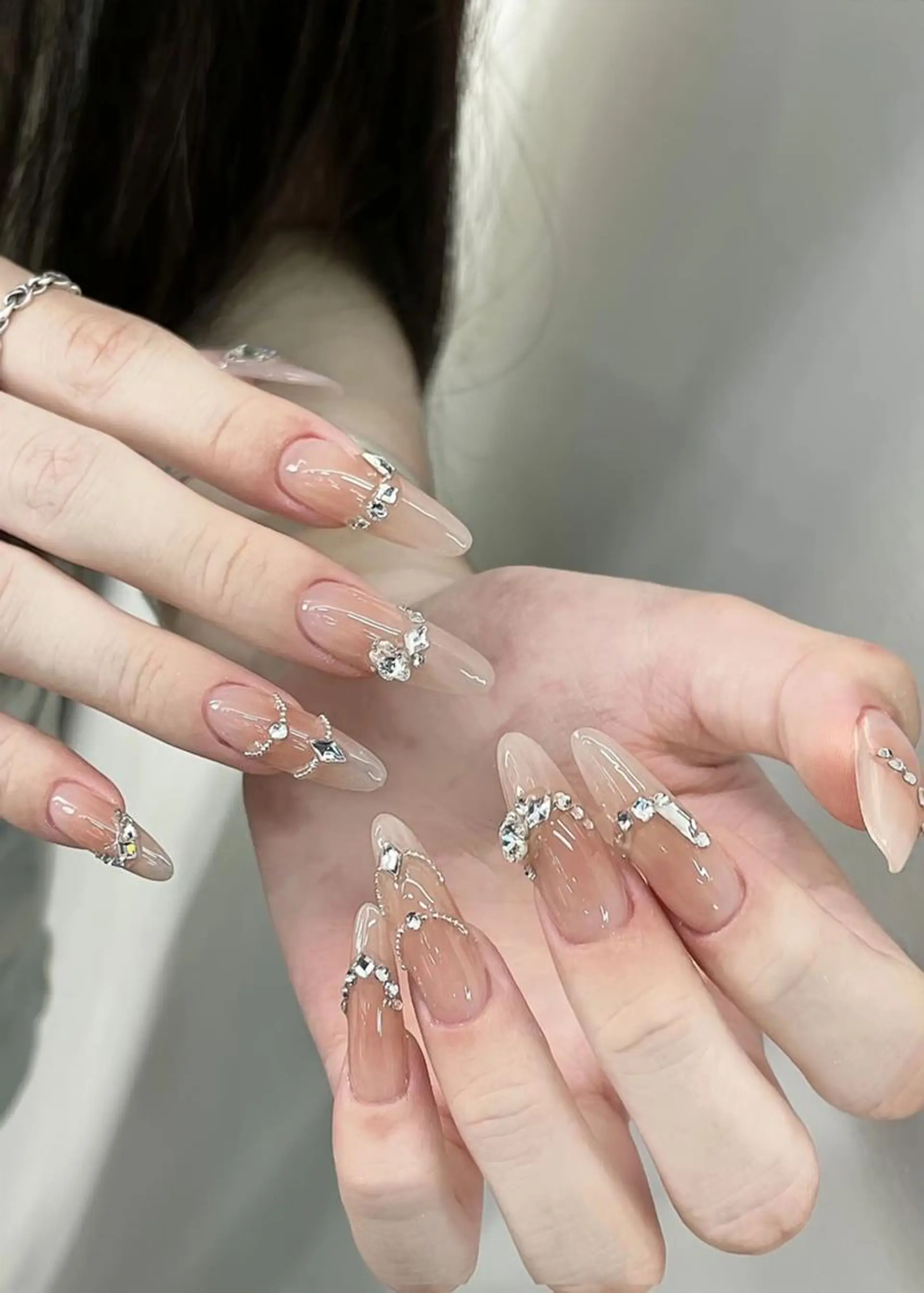 ネイル 長さ出し フレンチネイル グラデーション 卒業式 マグネットネイル ハンドネイル MIHANA YUKIのネイルデザイン