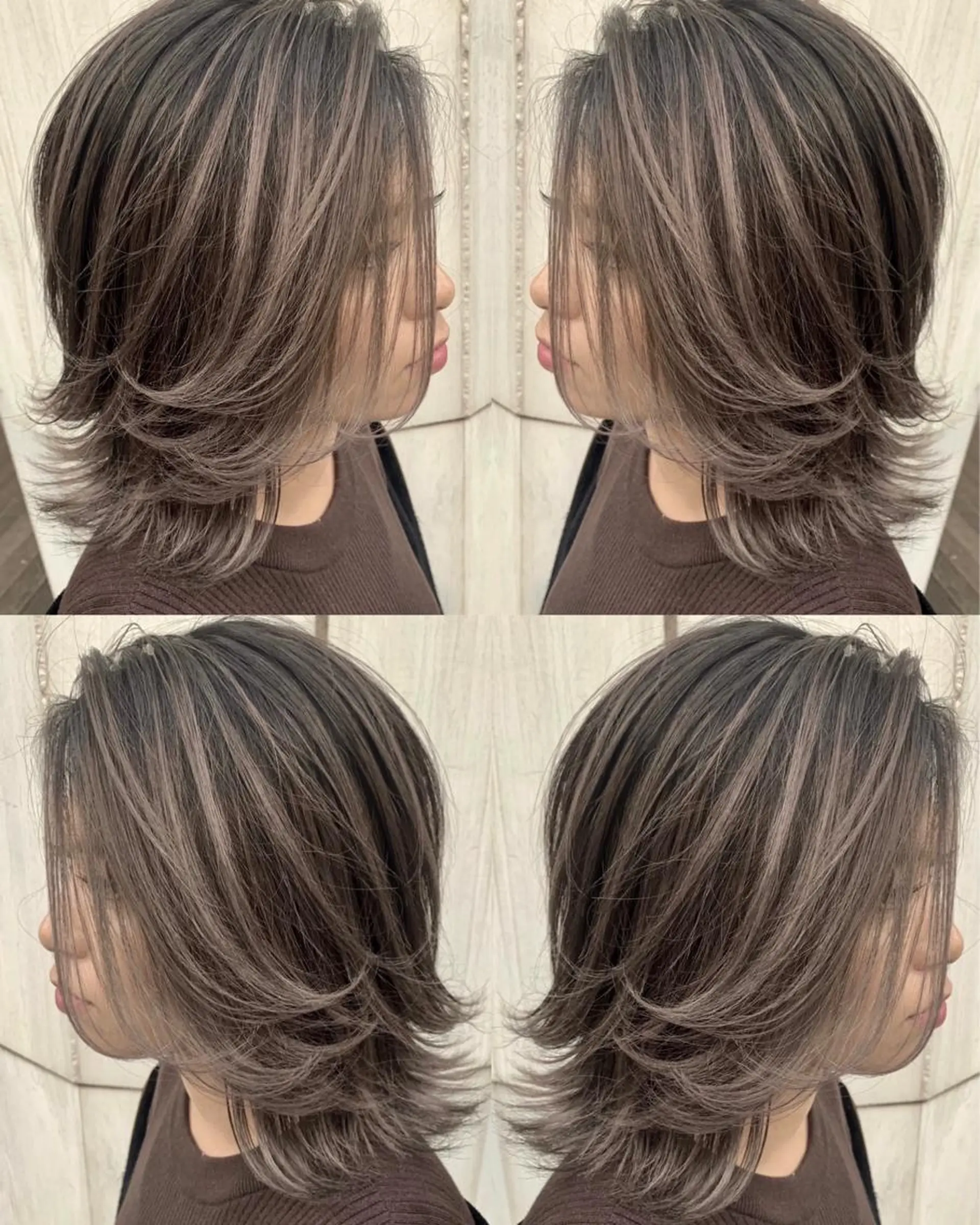 ミディアム カラー ヘアアレンジ バレイヤージュ ハイライトカラー 外国人風カラー ハイライト レイヤーカット ブリーチ＆カラーが 得意☀️望月宣雄☀️のヘアスタイル