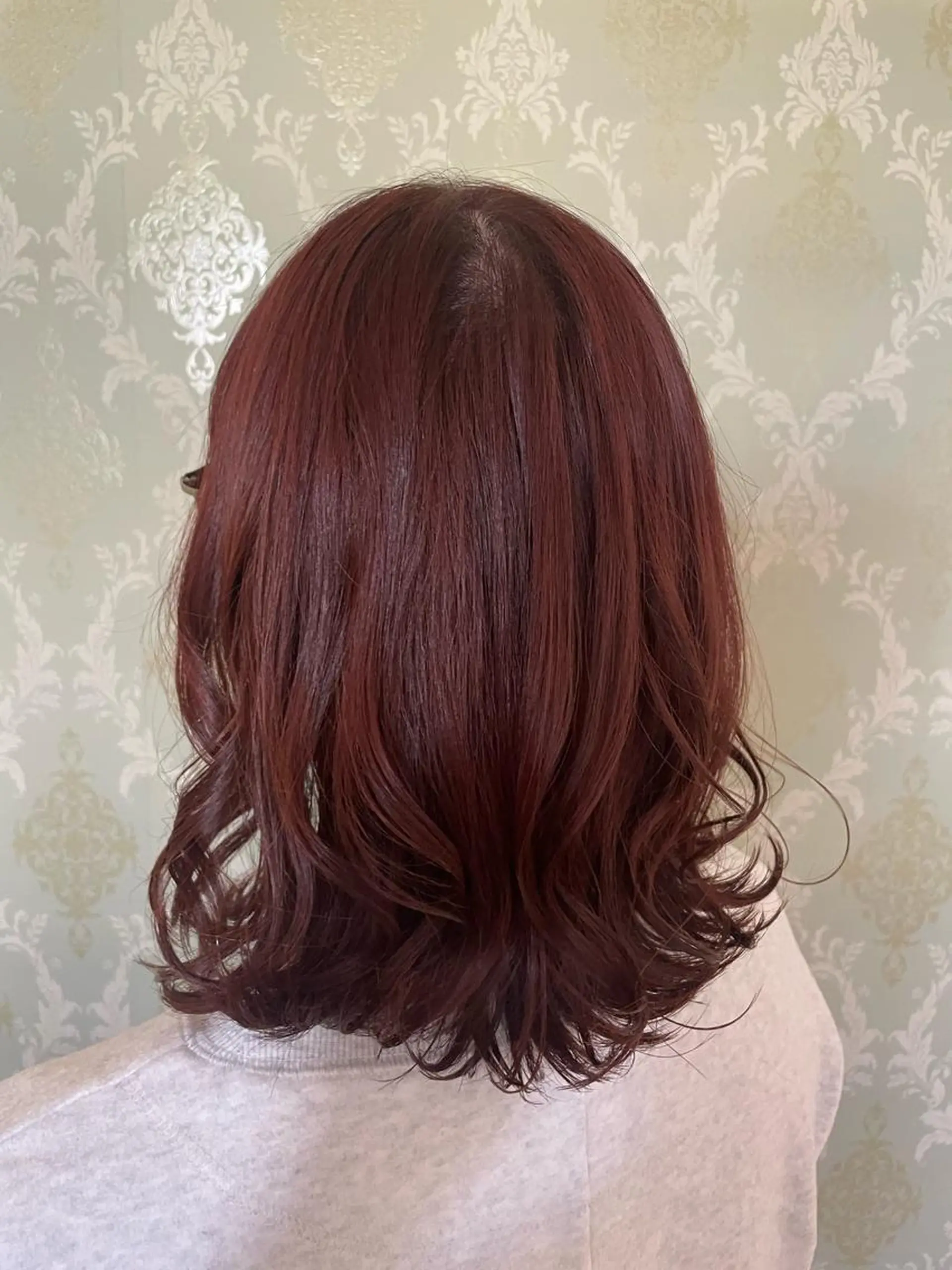 ミディアム ピンクブラウン 入学式 卒業式のヘアスタイル EARTH中島 秋桜久のヘアスタイル