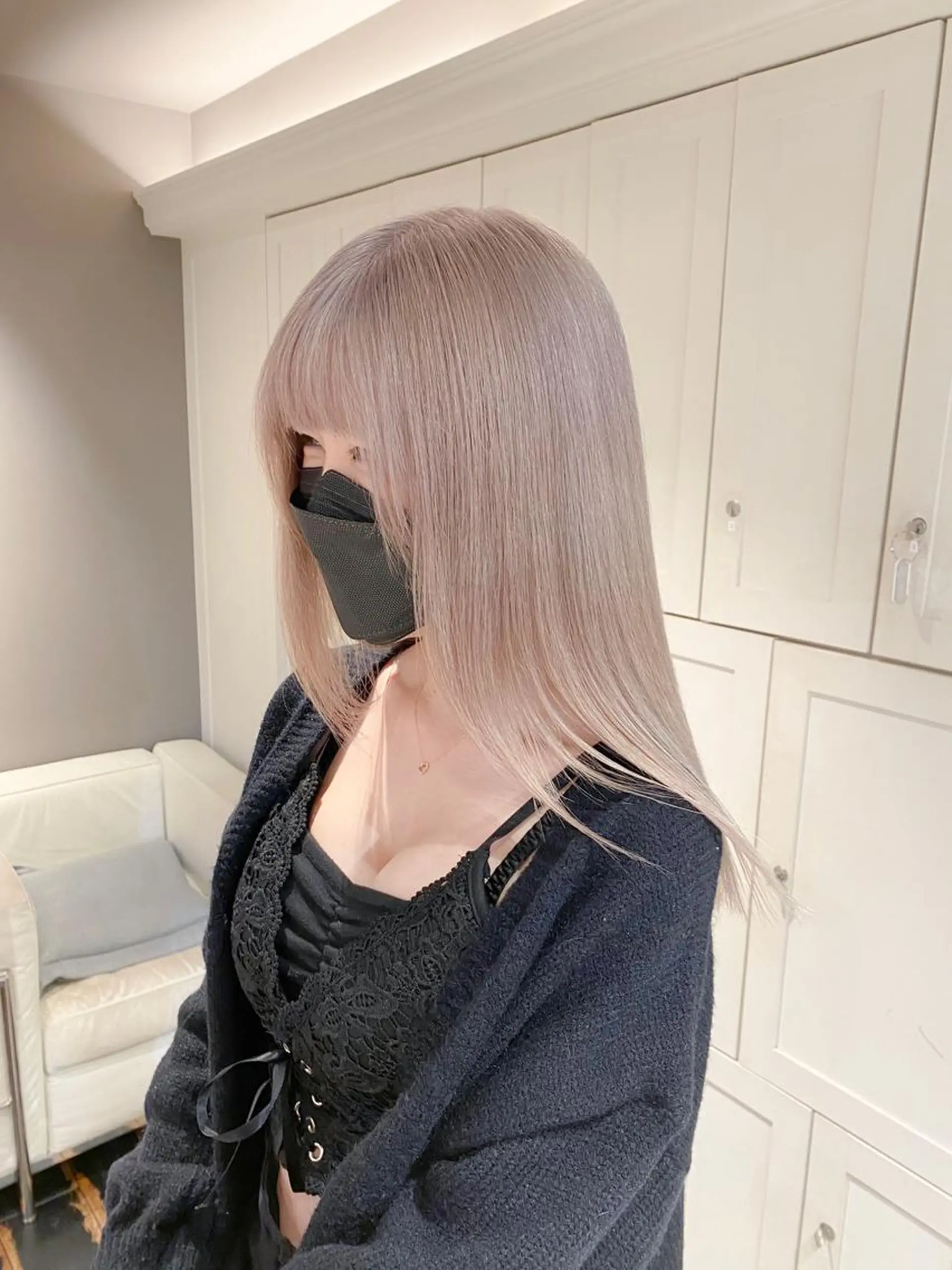 ロング カラー 切りっぱなしボブ レイヤー/縮毛矯正のヘアスタイル