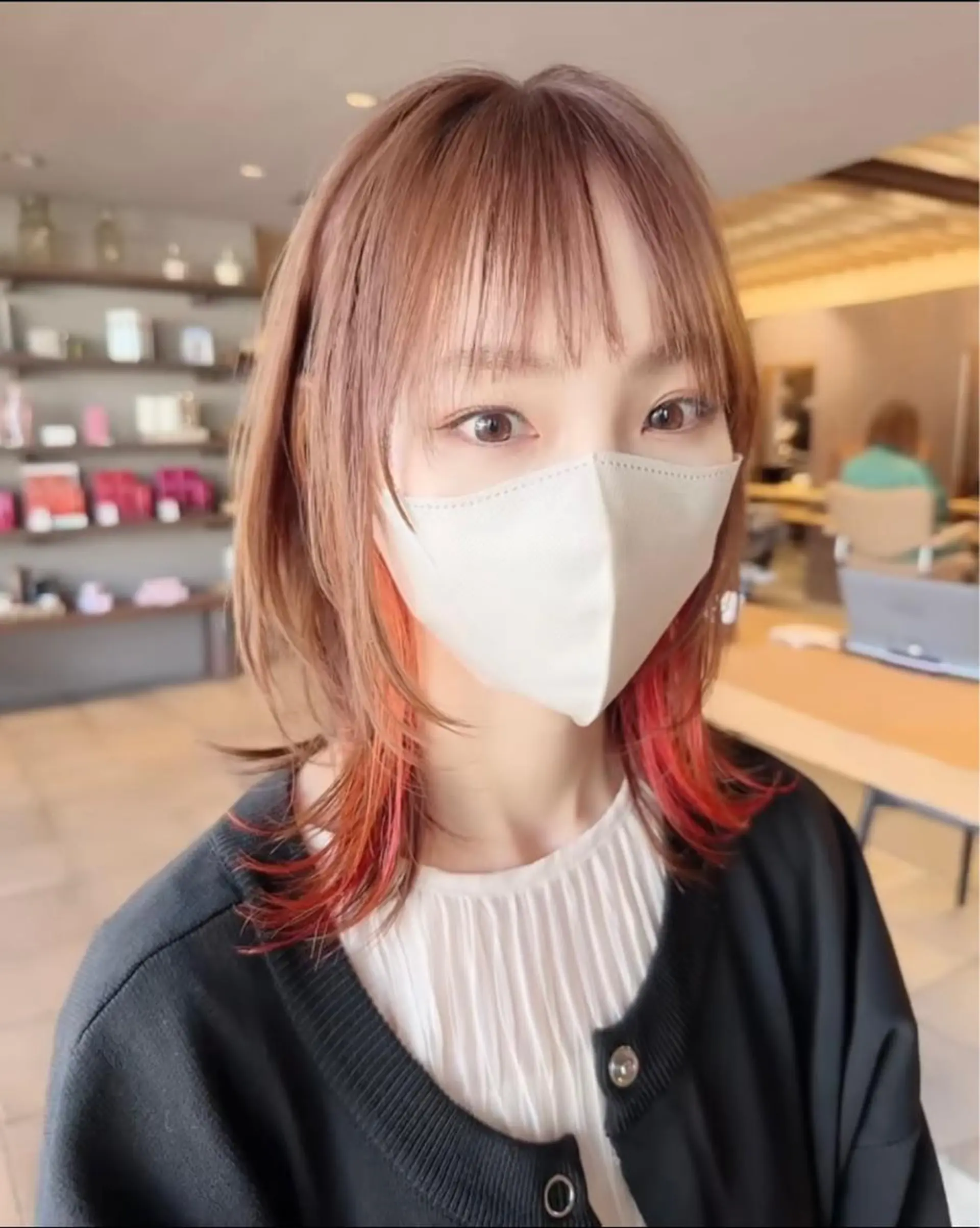 ミディアム ボブ ハイライト 髪質改善 韓国風ヘア 小顔カット 似合わせカラーの達人 ダブルカラー/森栄範のヘアスタイル