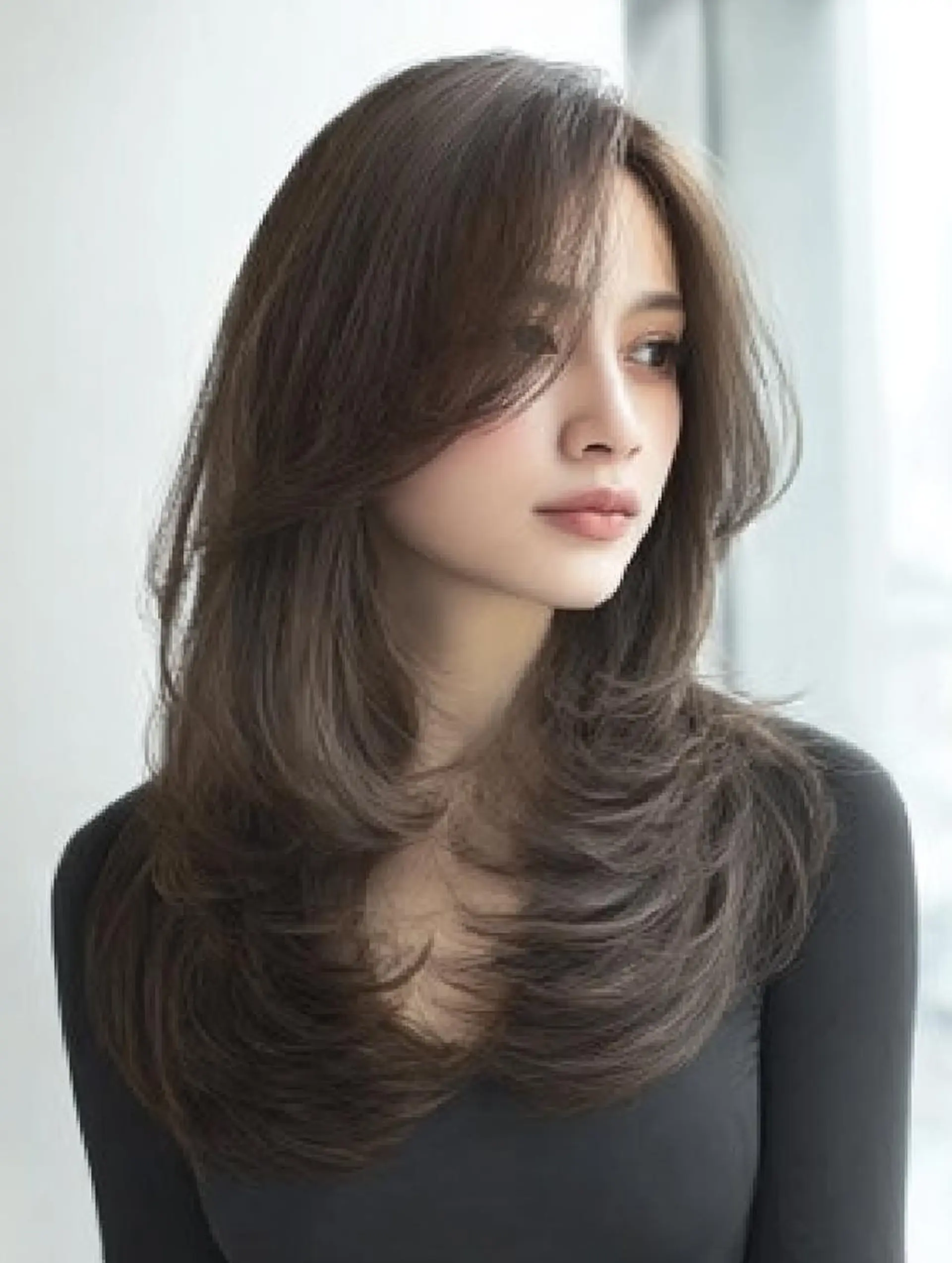 セミロング ハッシュカット 髪質改善 レイヤーカット 縮毛矯正 トリートメント 縮毛矯正 トリートメント 生艶髪＆レイヤー🔔 渋谷お薦めNo.1✨のヘアスタイル