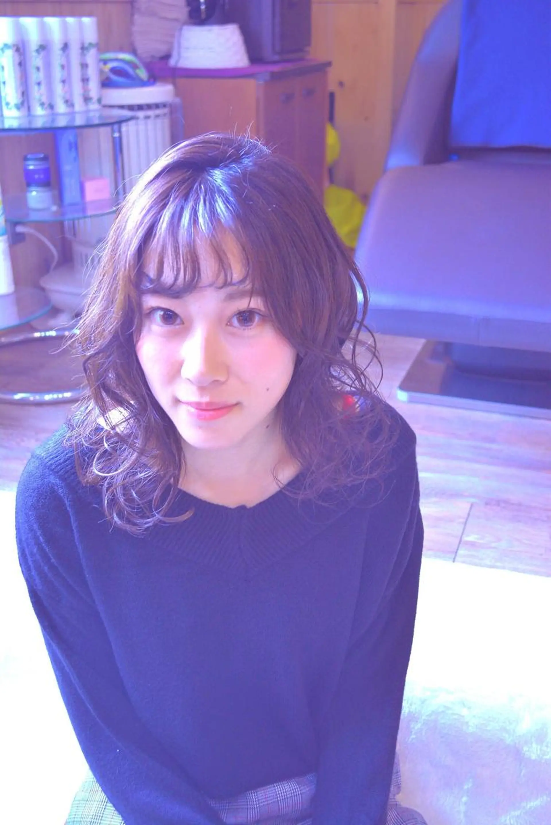 ミディアム カラー パーマ ヘアアレンジ ミディアムパーマ 透明感カラー レイヤーカット シースルーバング カット パーマ ヘッドスパ belle chambreイブカのその他イメージ