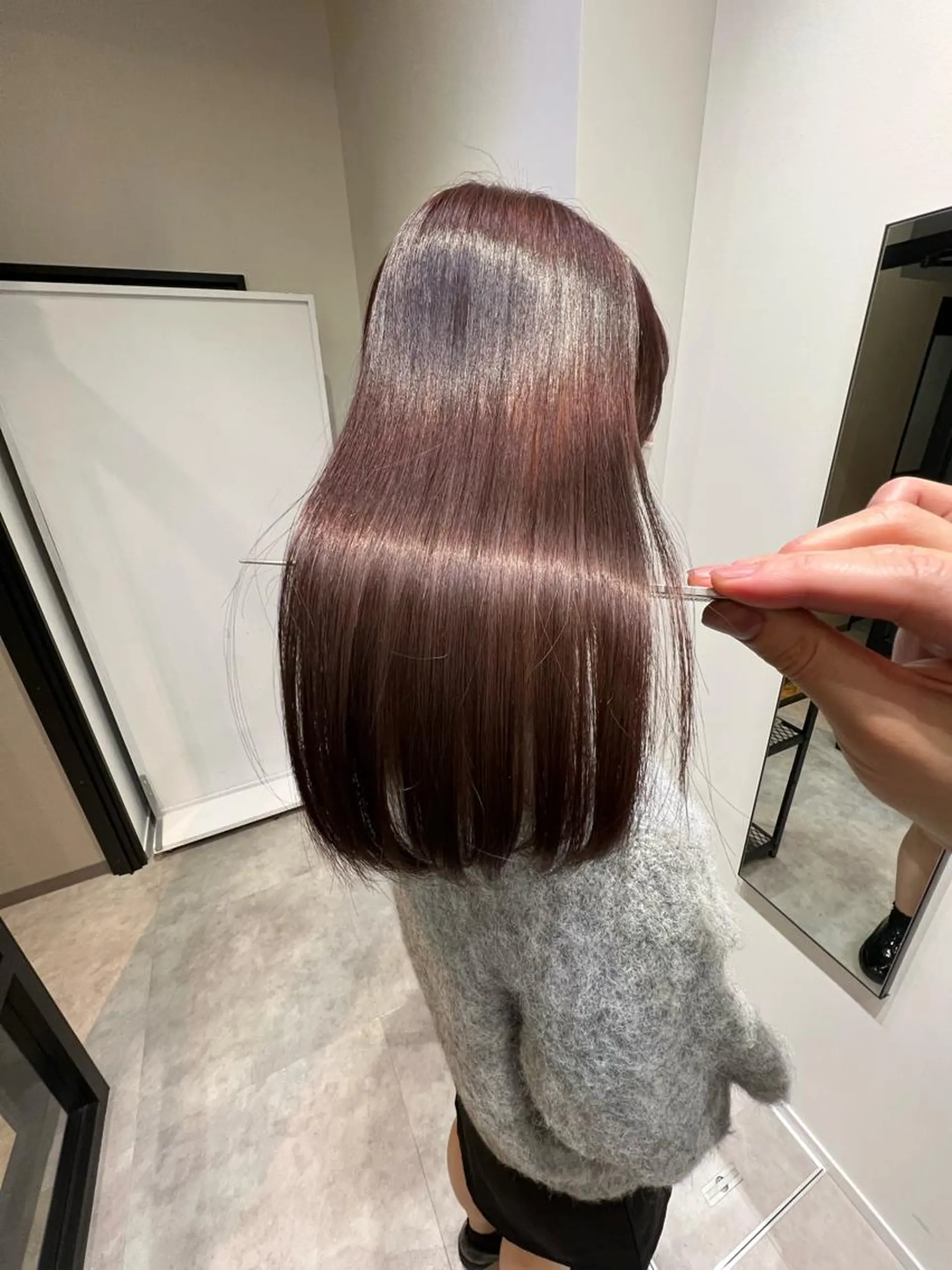 ロング カラー ボルドーカラー カシス 髪質改善 トリートメント fhami 店長 髪質改善　DAITOのヘアスタイル