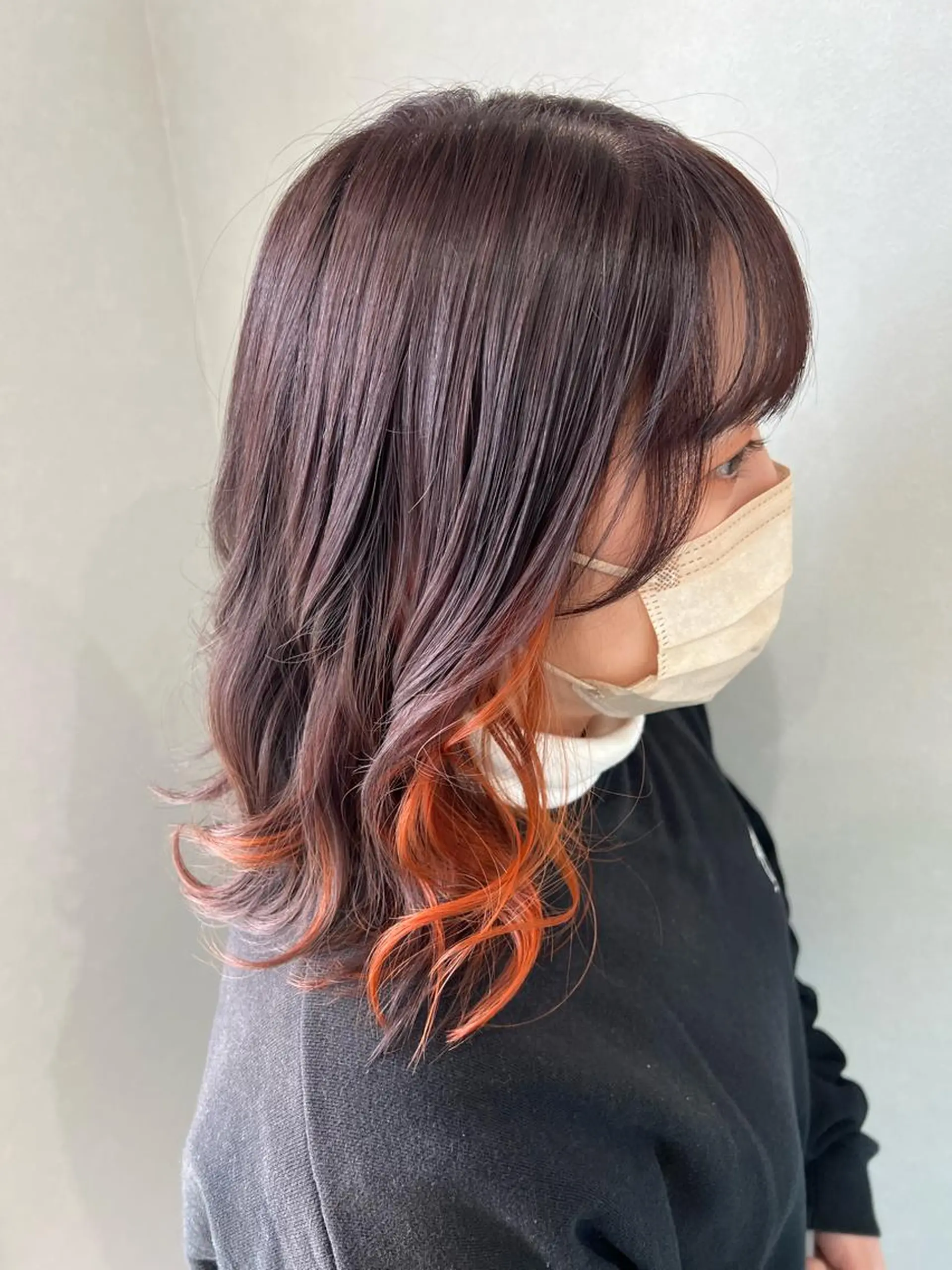 ミディアム カラー オレンジ 宮地 崇文のヘアスタイル