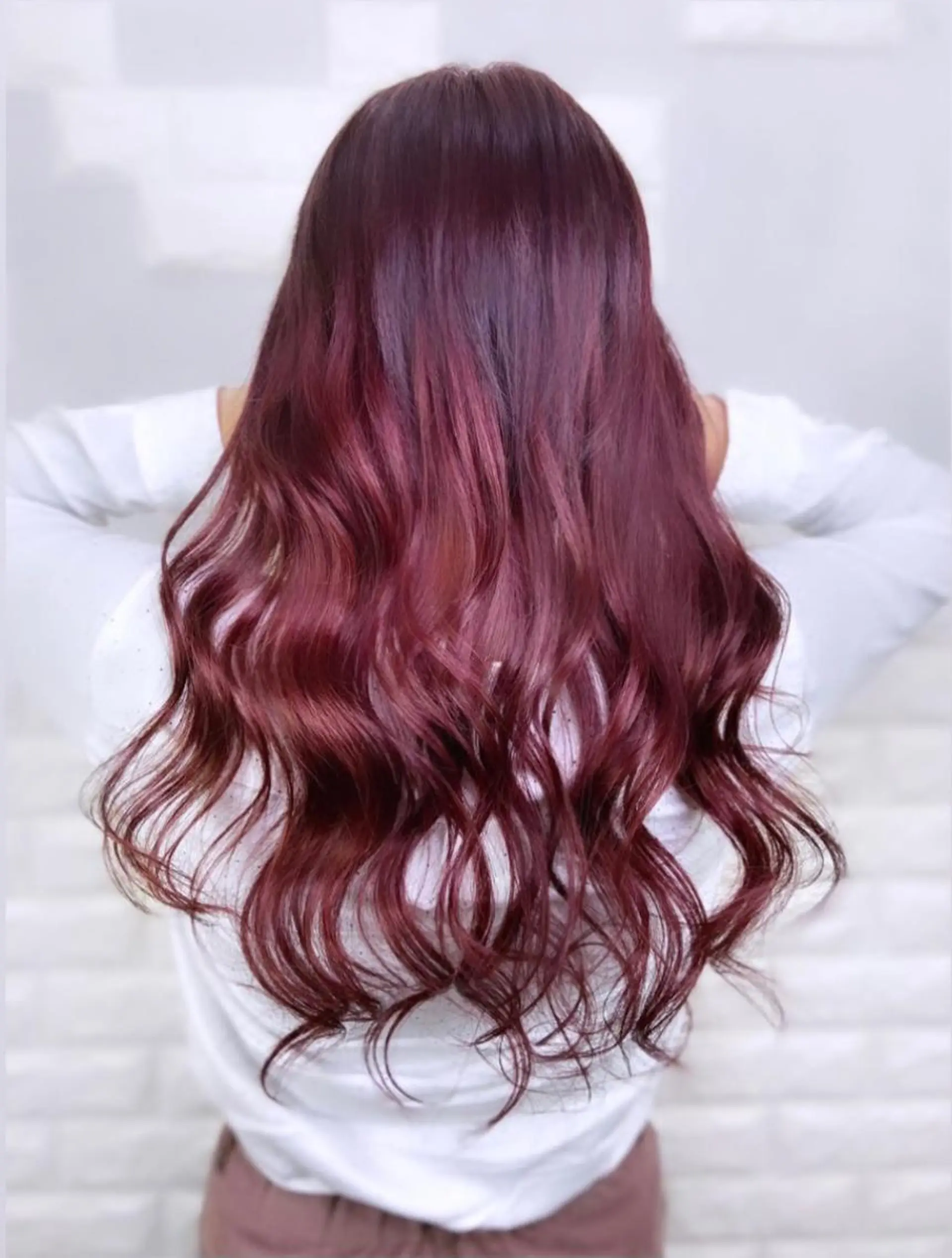 セミロング カラー ヘアアレンジ グラデーションカラー レッドカラー ヘアカラー トリートメント 次世代シールエクステ 錦糸町 小泉 朋之のヘアスタイル