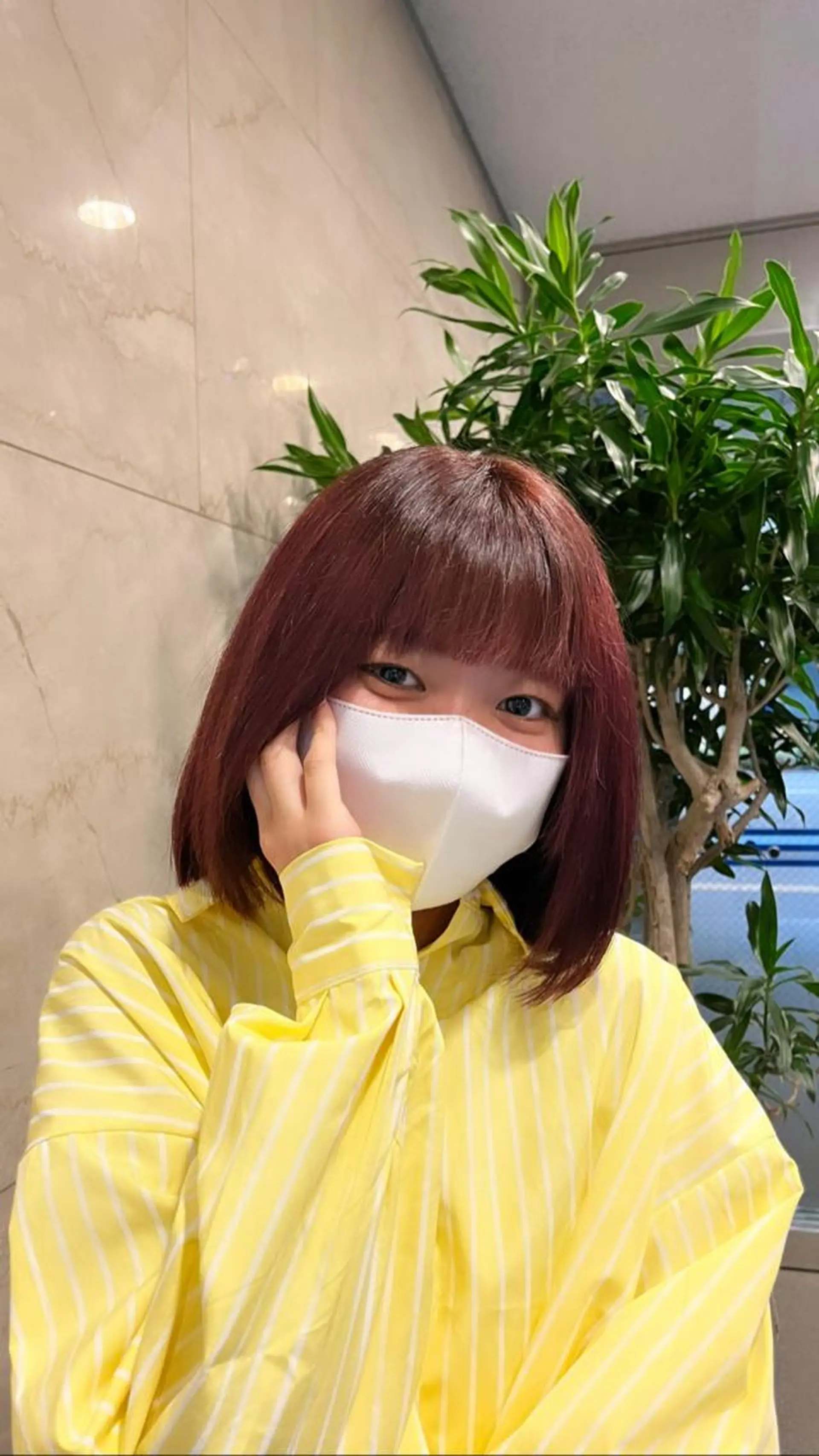 カラー ブラウンカラー ピンクカラー えんぐちとも／透明感 カラー／博多ボブのヘアスタイル