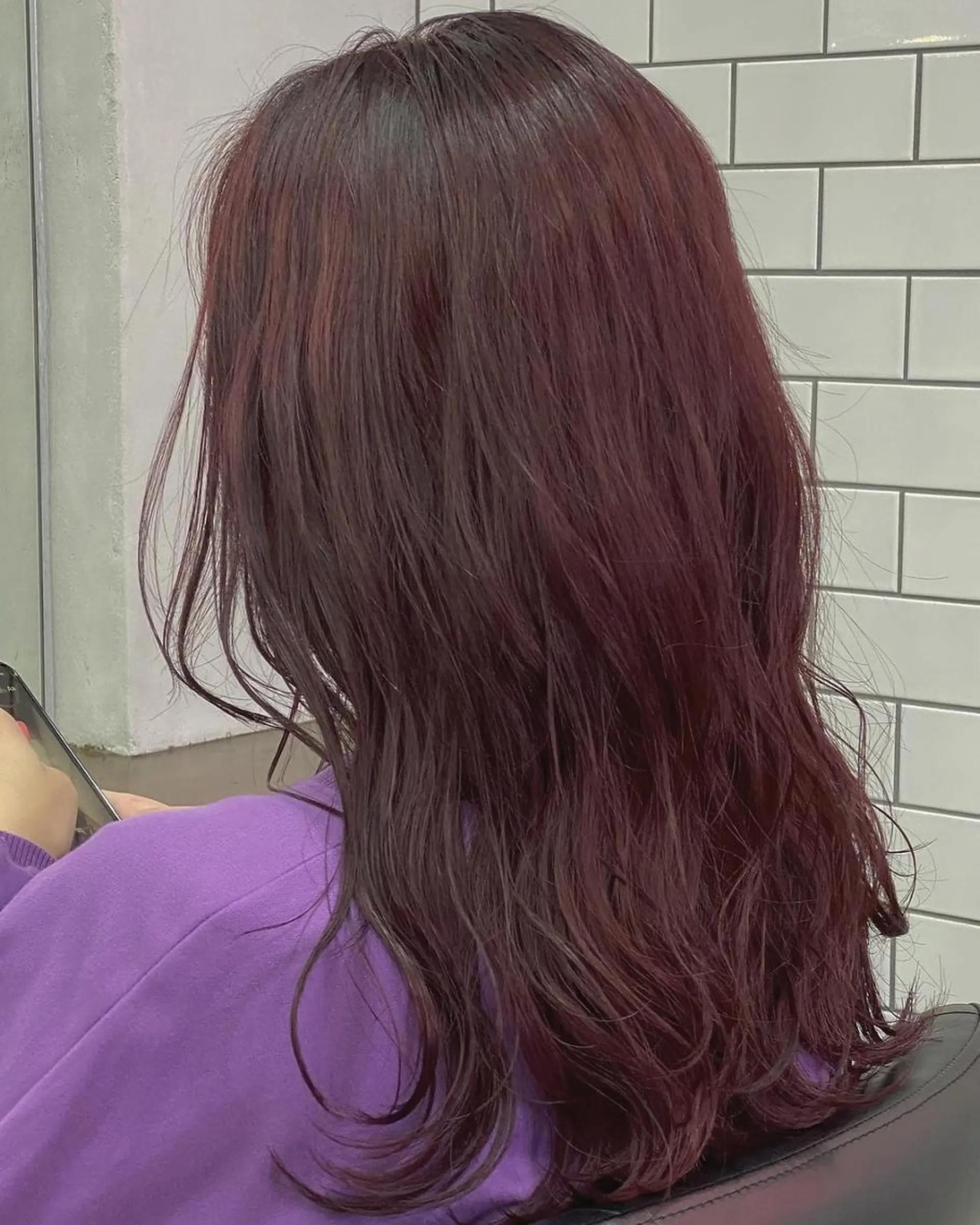 セミロング カラー レッドカラー ANGELICA 天理店のヘアスタイル