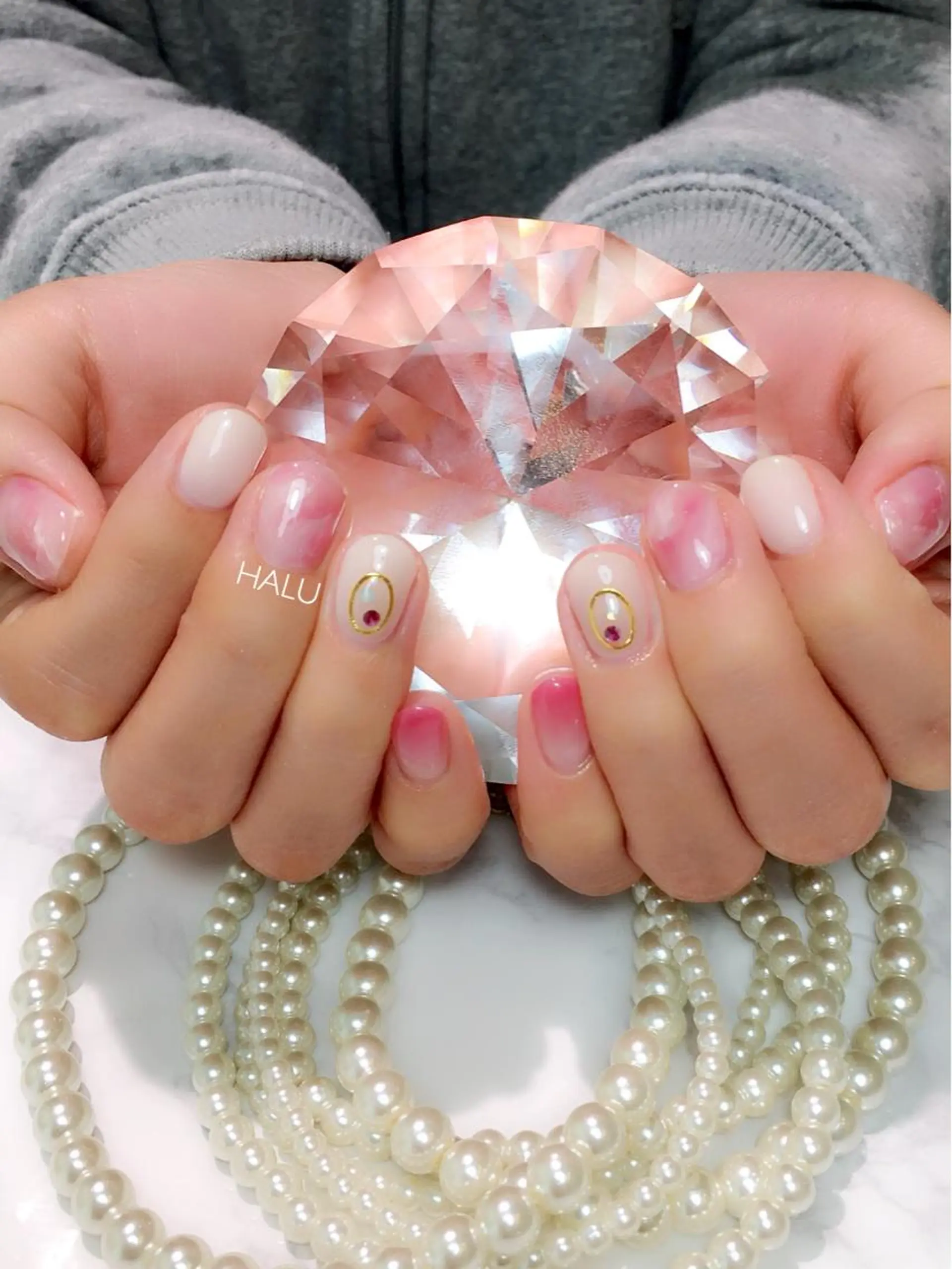 ネイル ニュアンスネイル ぷっくりネイル ショートネイル 春ネイル HALU ハルのネイルデザイン