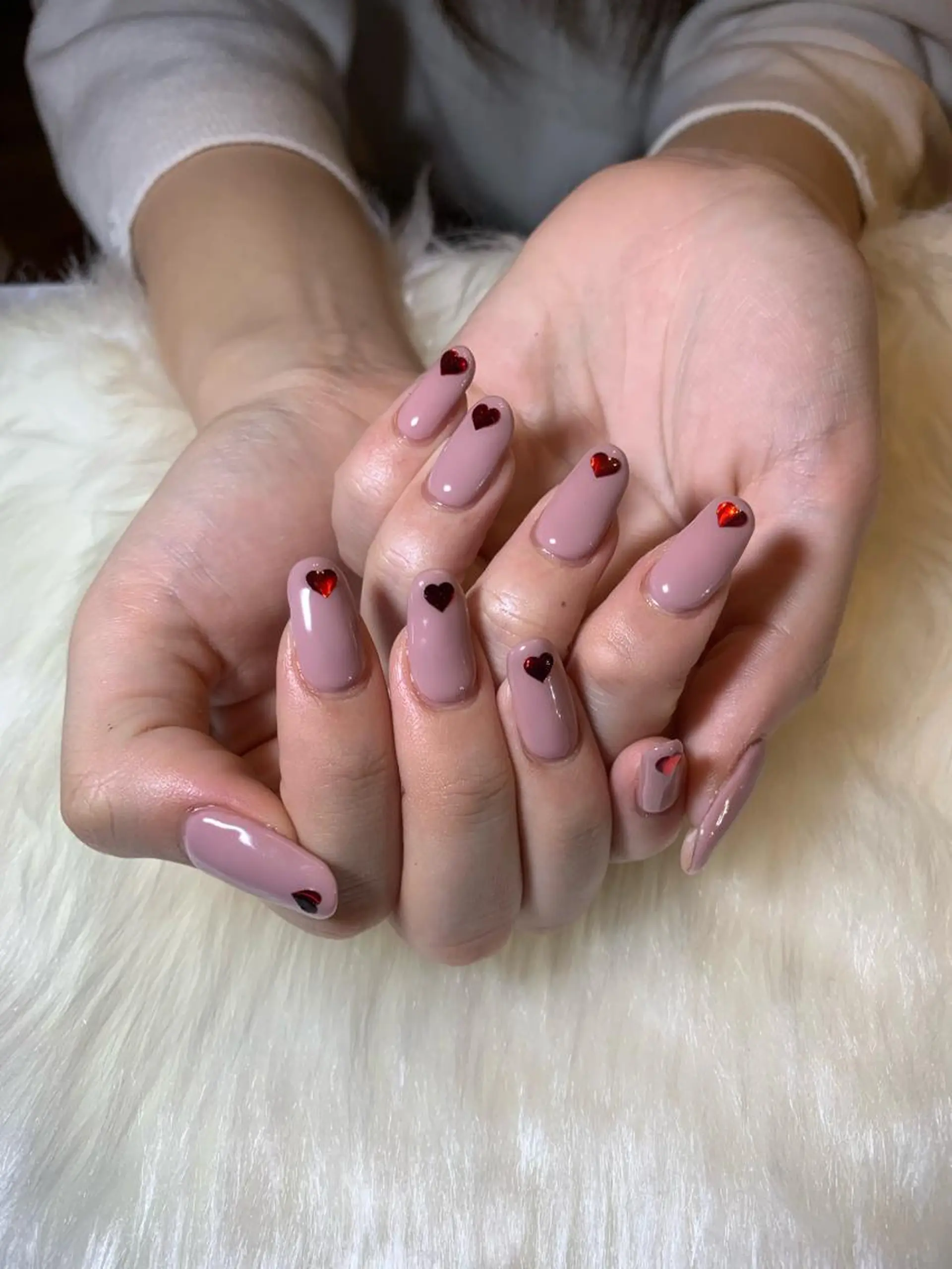 ネイル ワンカラーネイル バレンタイン 松山 美由紀のネイルデザイン