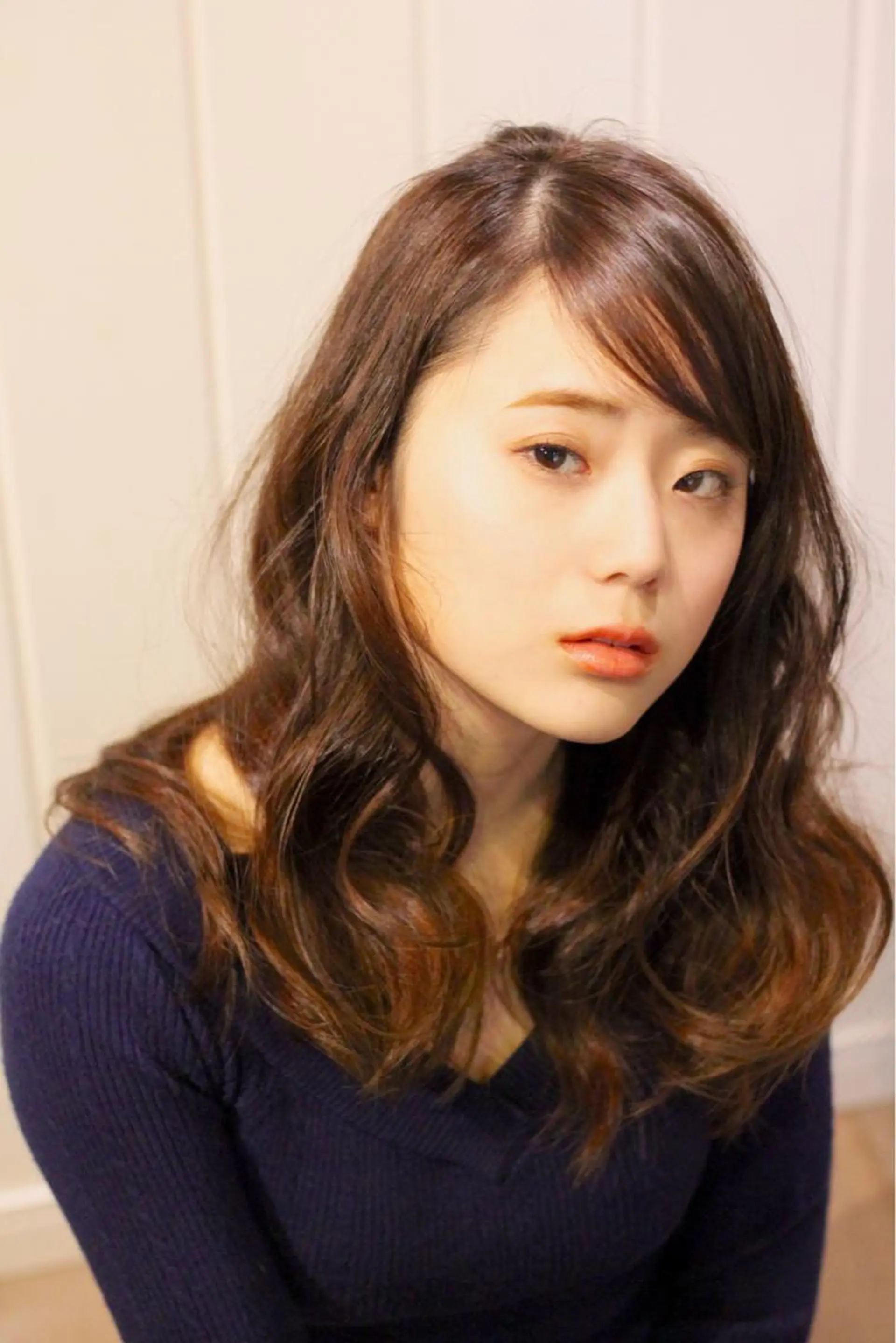 セミロング カラー パーマ セミロングパーマ BANDE 水崎 悟のヘアスタイル