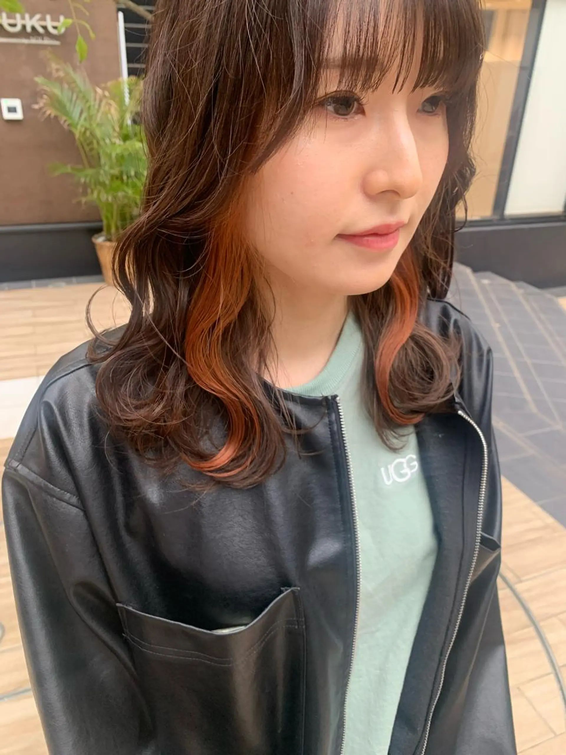 ミディアム カラー ヘアアレンジ カット ヘアカラー トリートメント yuka .のヘアスタイル