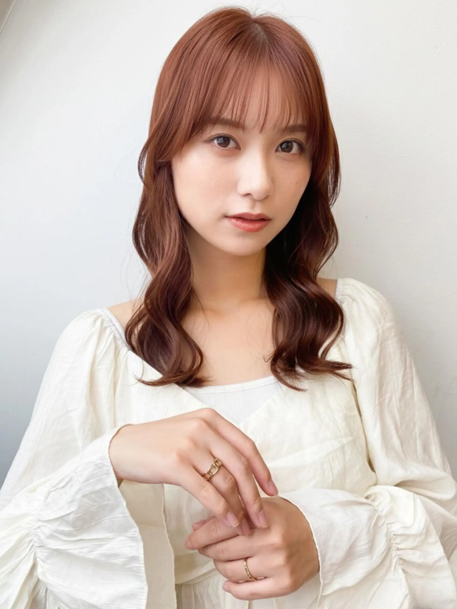 セミロング カット ヘアカラー トリートメント momoca/松本/ 暖色カラー/ボブのヘアスタイル