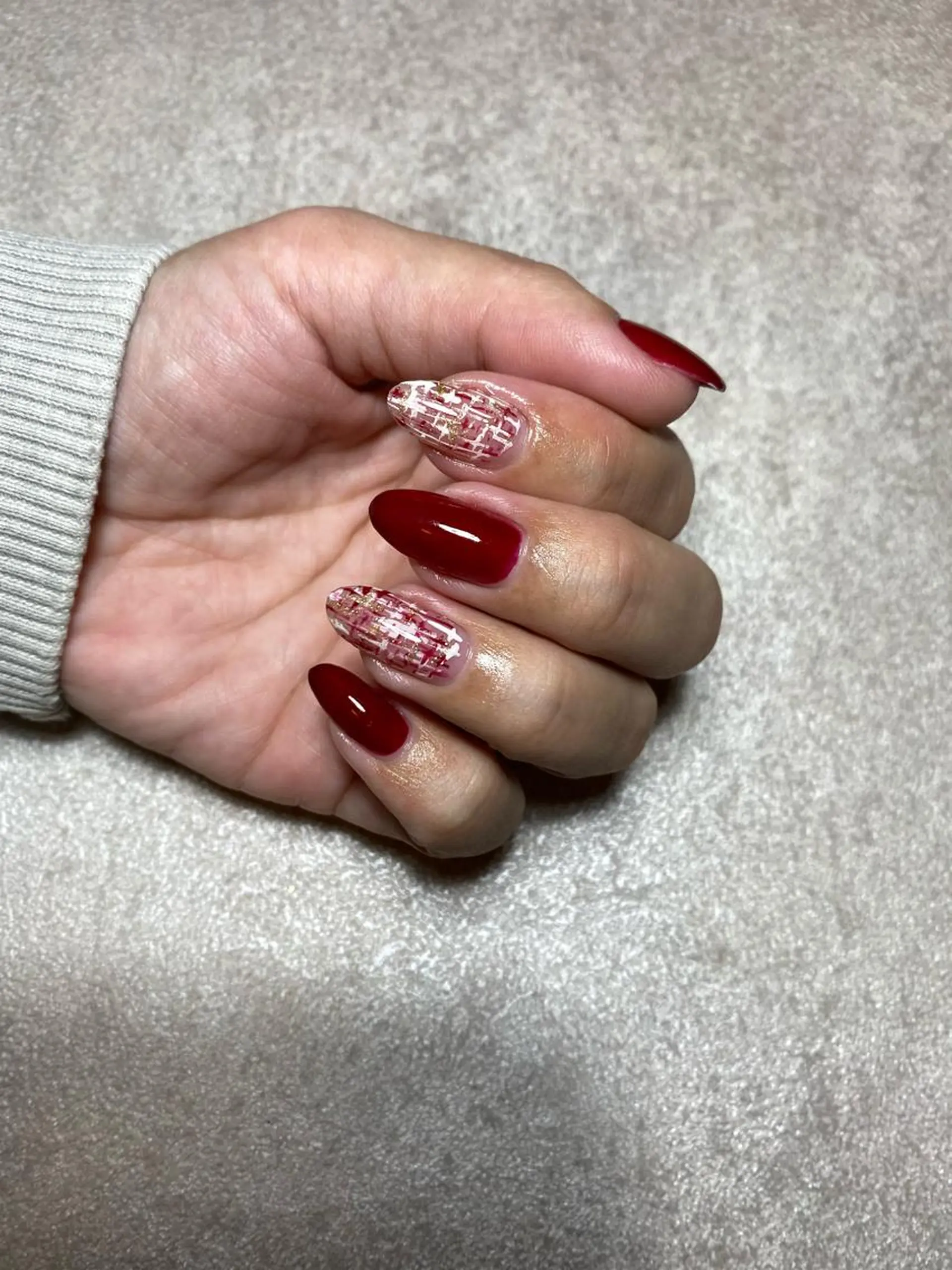 ネイル ボルドー ツイードネイル LIll nailのネイルデザイン