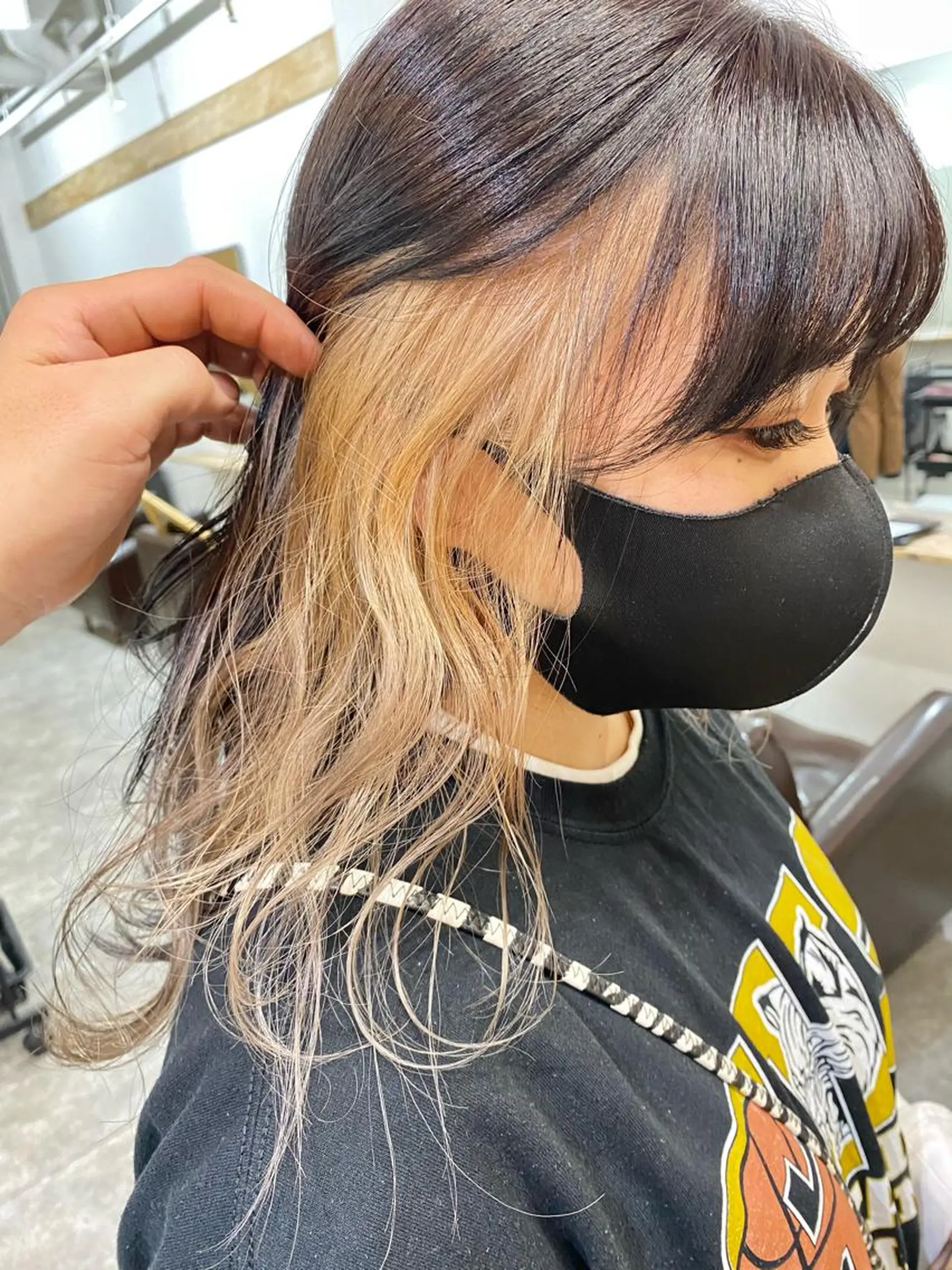 ロング ヘアカラー トリートメント 森貴裕/ベージュ/ パーマ/オリーブのヘアスタイル