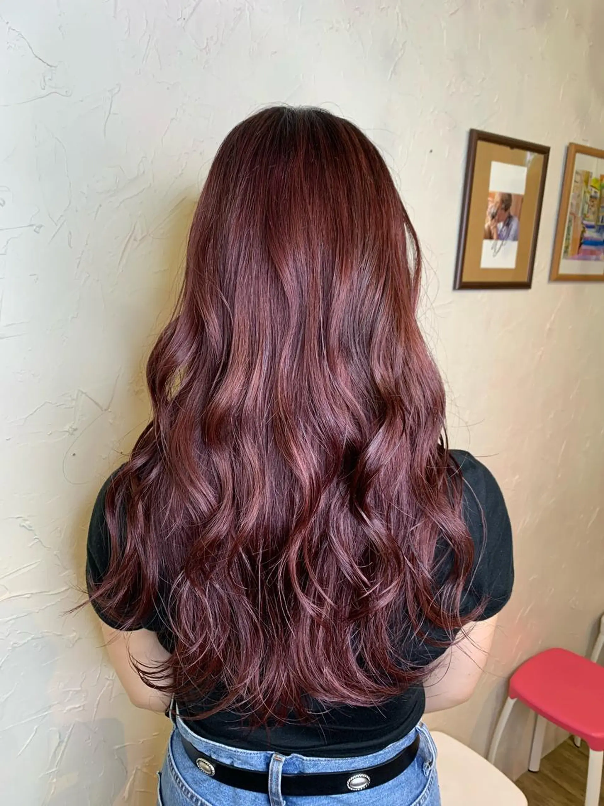 ロング カラー カシス ピンクカラー 深沢 秀のヘアスタイル