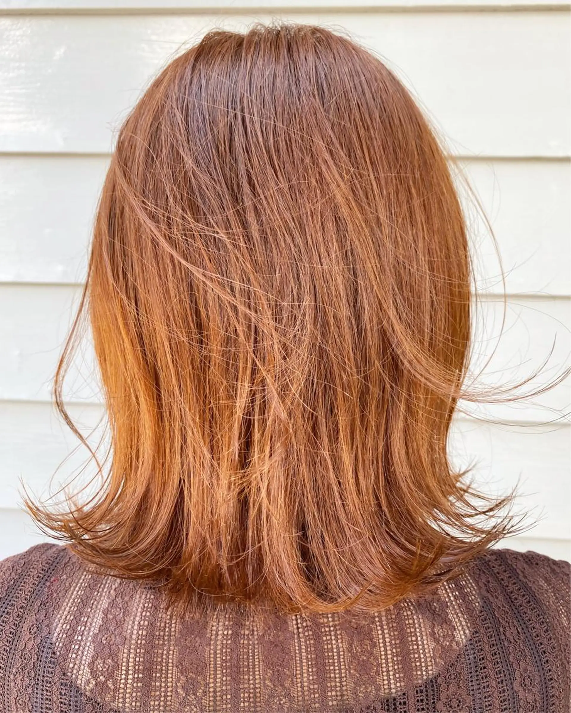 ミディアム カラー ブリーチ ブラウンカラー ブリーチなしカラー オレンジ オレンジブラウン フラム所属・WATANABE MISAKIのヘアスタイル