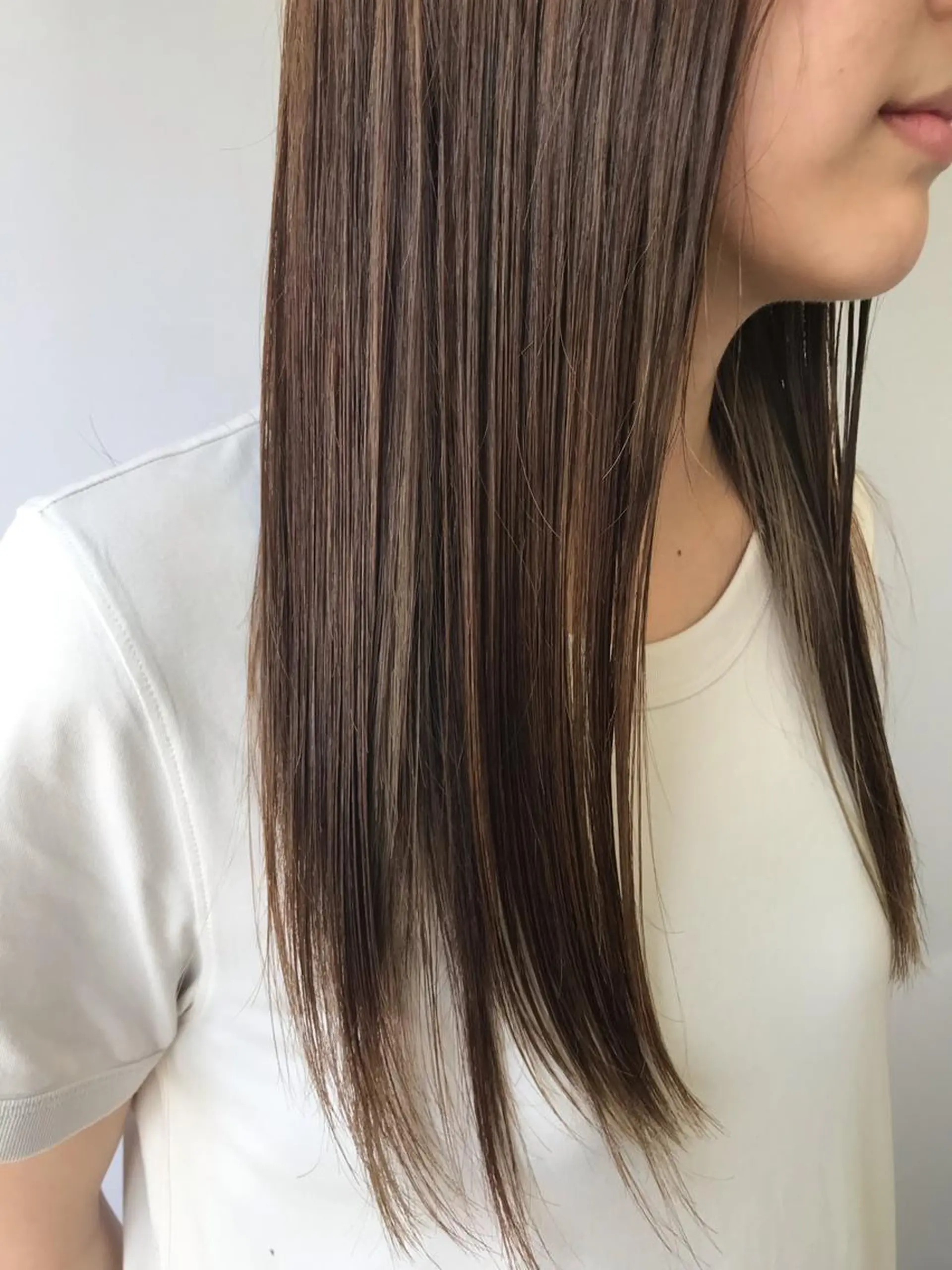 ロング カラー ブラウンカラー トリートメント カット 縮毛矯正 原 梢のヘアスタイル