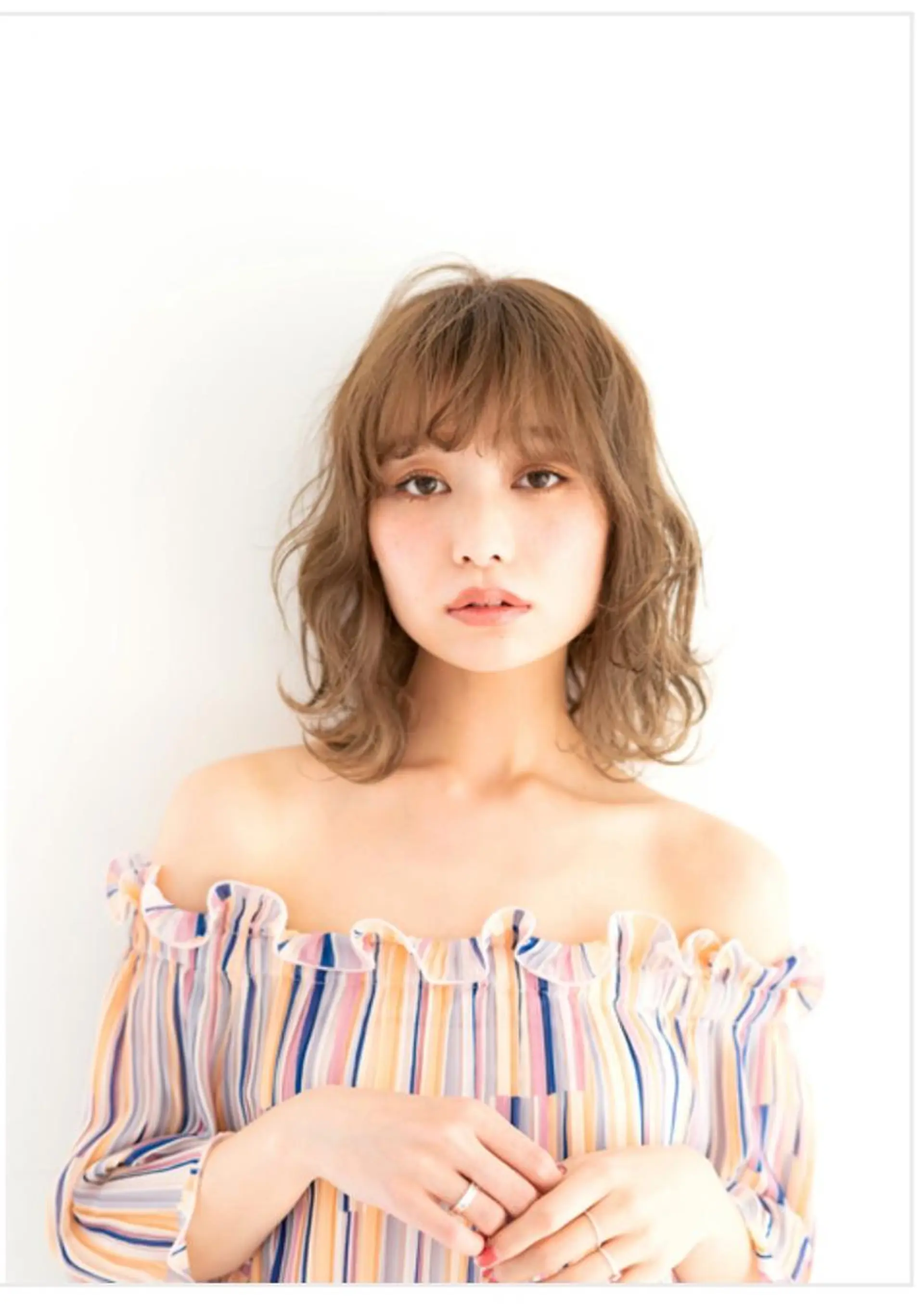 ミディアム カラー パーマ カット パーマ トリートメント クボキ サヤのヘアスタイル