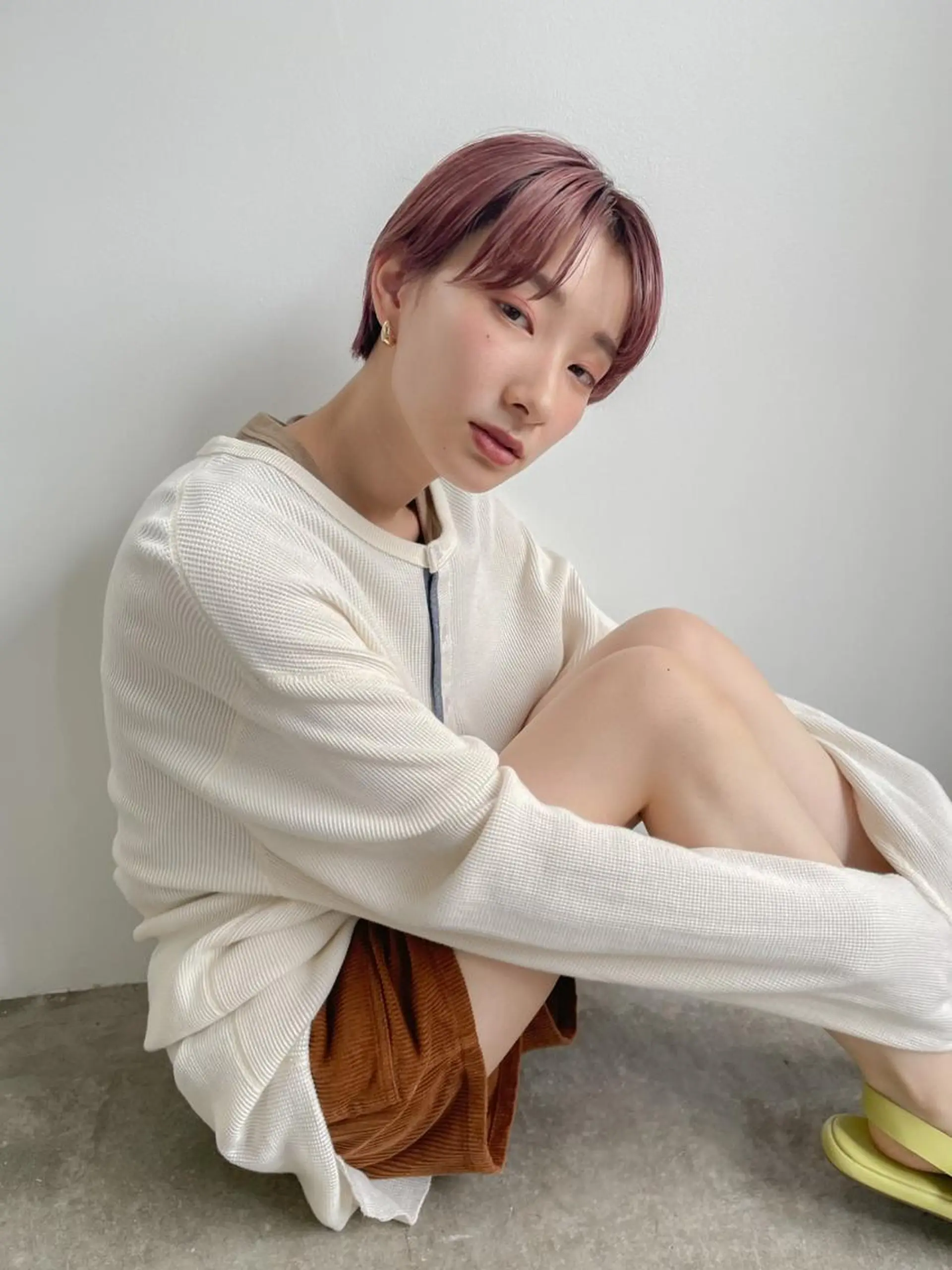 ミディアム カラー パーマ ショートボブ ミディアムパーマ アディクシーカラー ブリーチ ケアブリーチ カット ヘアカラー トリートメント CEINE OURのヘアスタイル