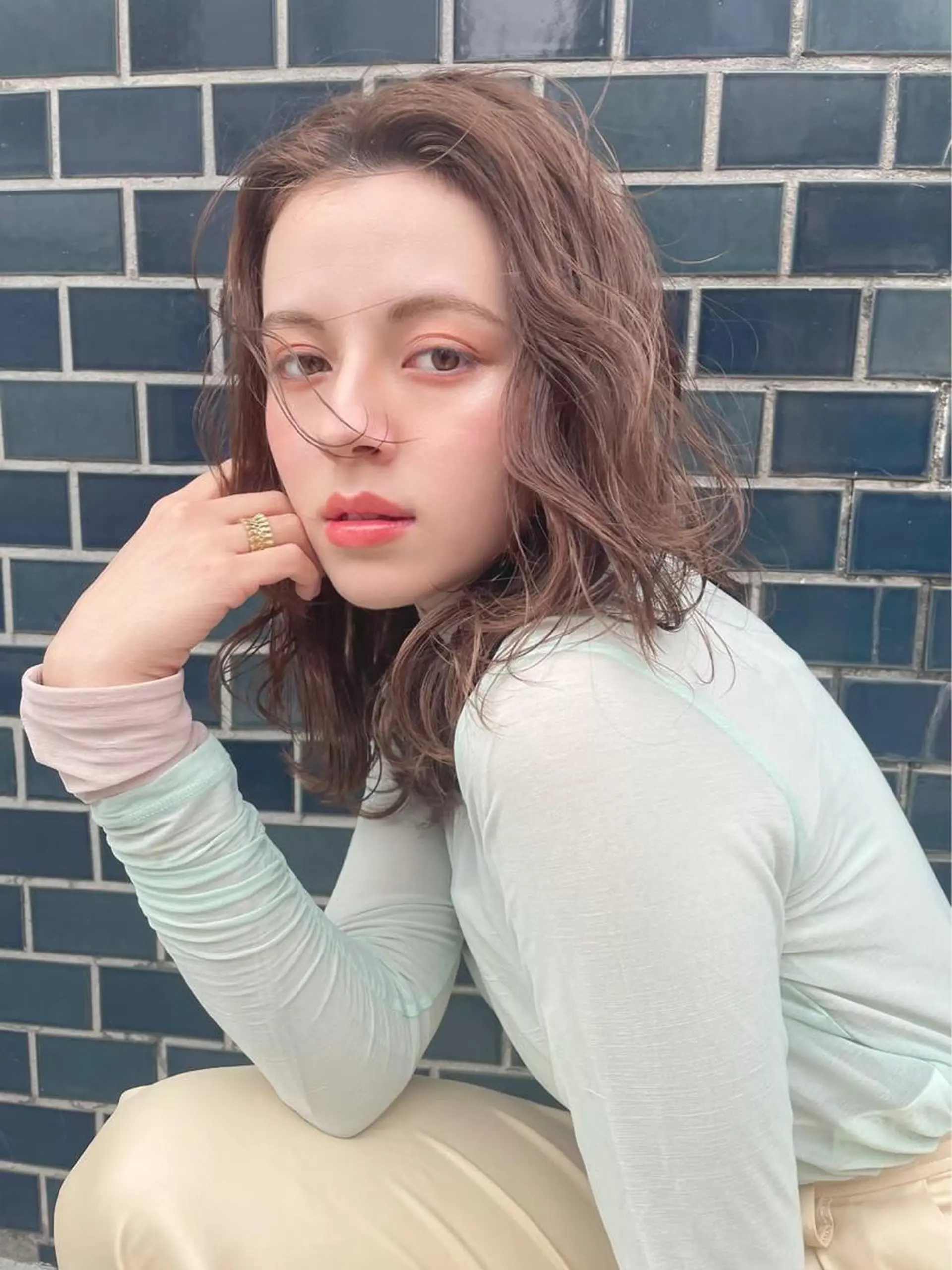 セミロング カラー 似合わせカラー🫶 小川千波のヘアスタイル