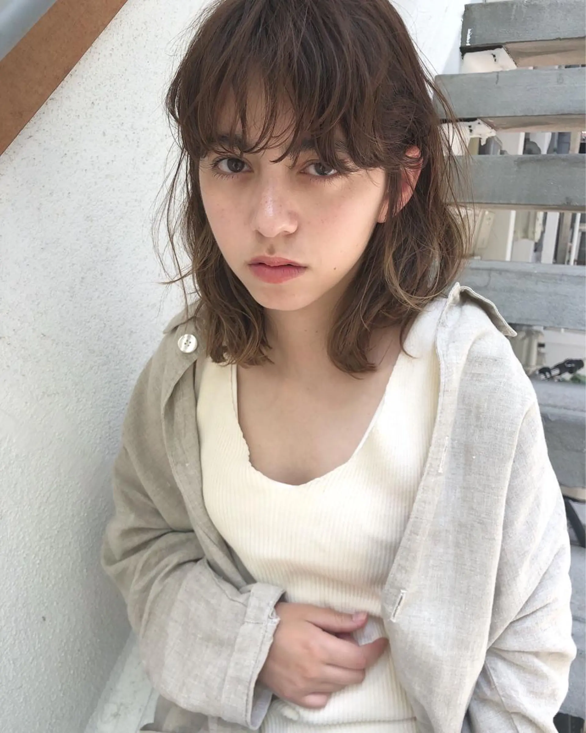 ミディアム カラー ヘアアレンジ カット ヘアカラー トリートメント Peyp所属・早瀬裕之 パーマのヘアスタイル