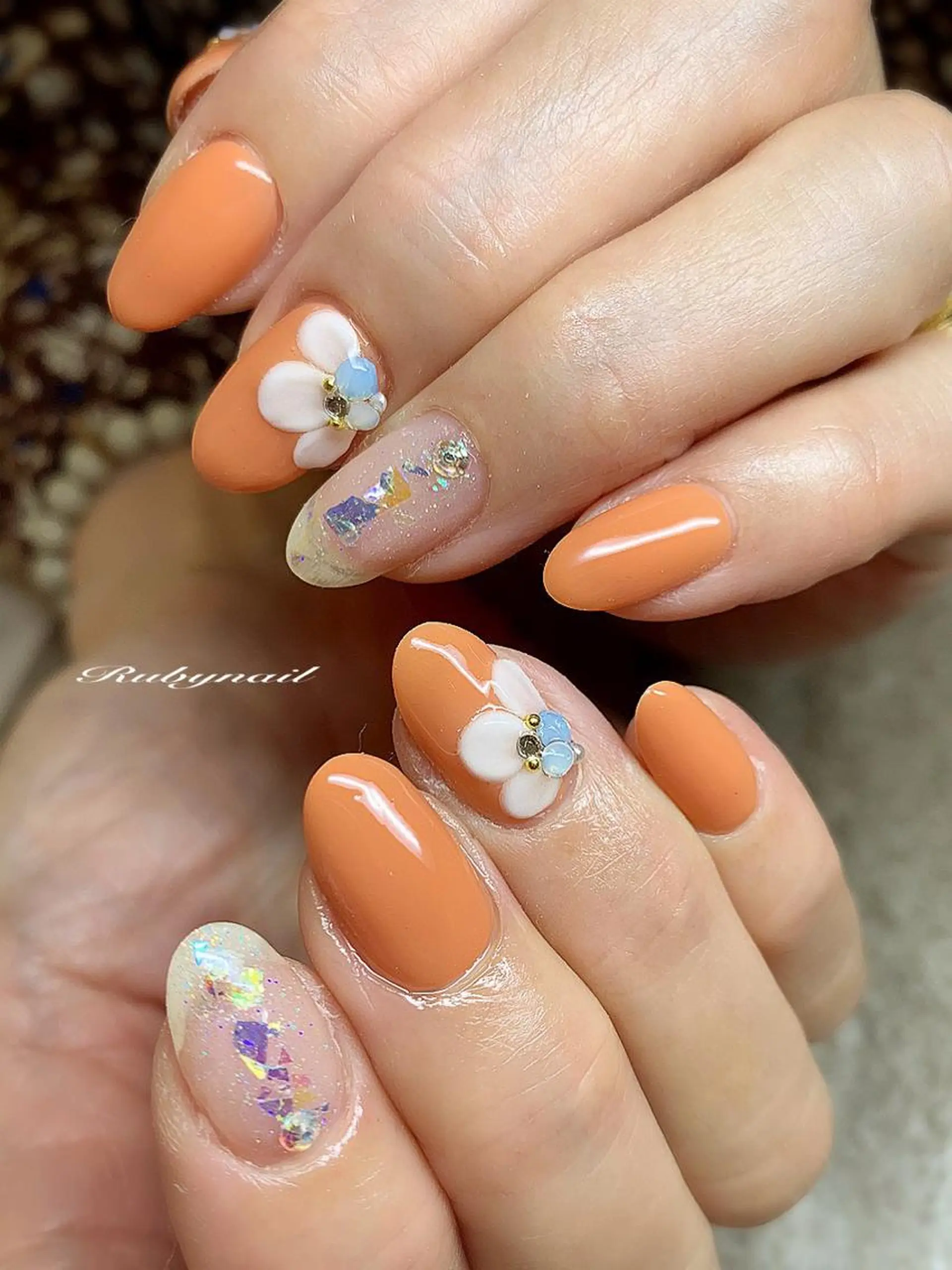 ネイル オレンジ プライベートサロン Rubynailのネイルデザイン