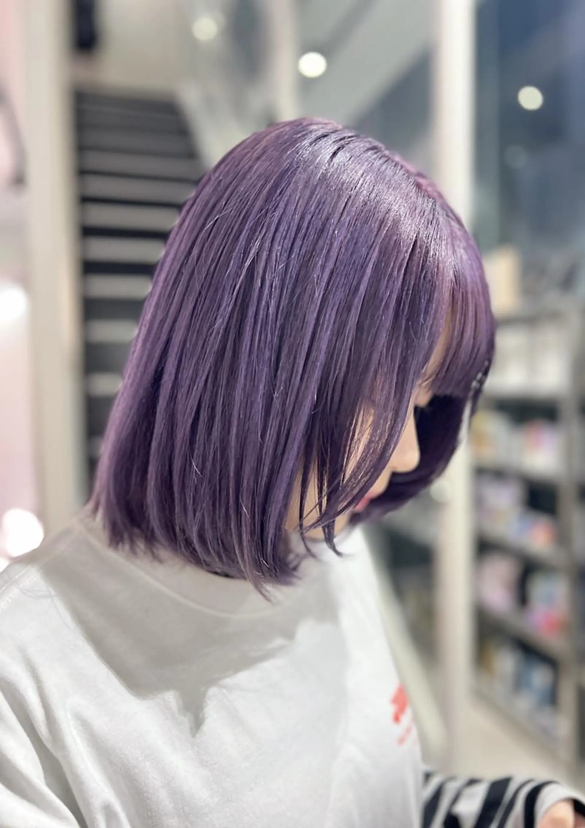 ミディアム カラー ディープラベンダー ラベンダーカラー mao/天神ブリーチ ハイトーンカラーのヘアスタイル