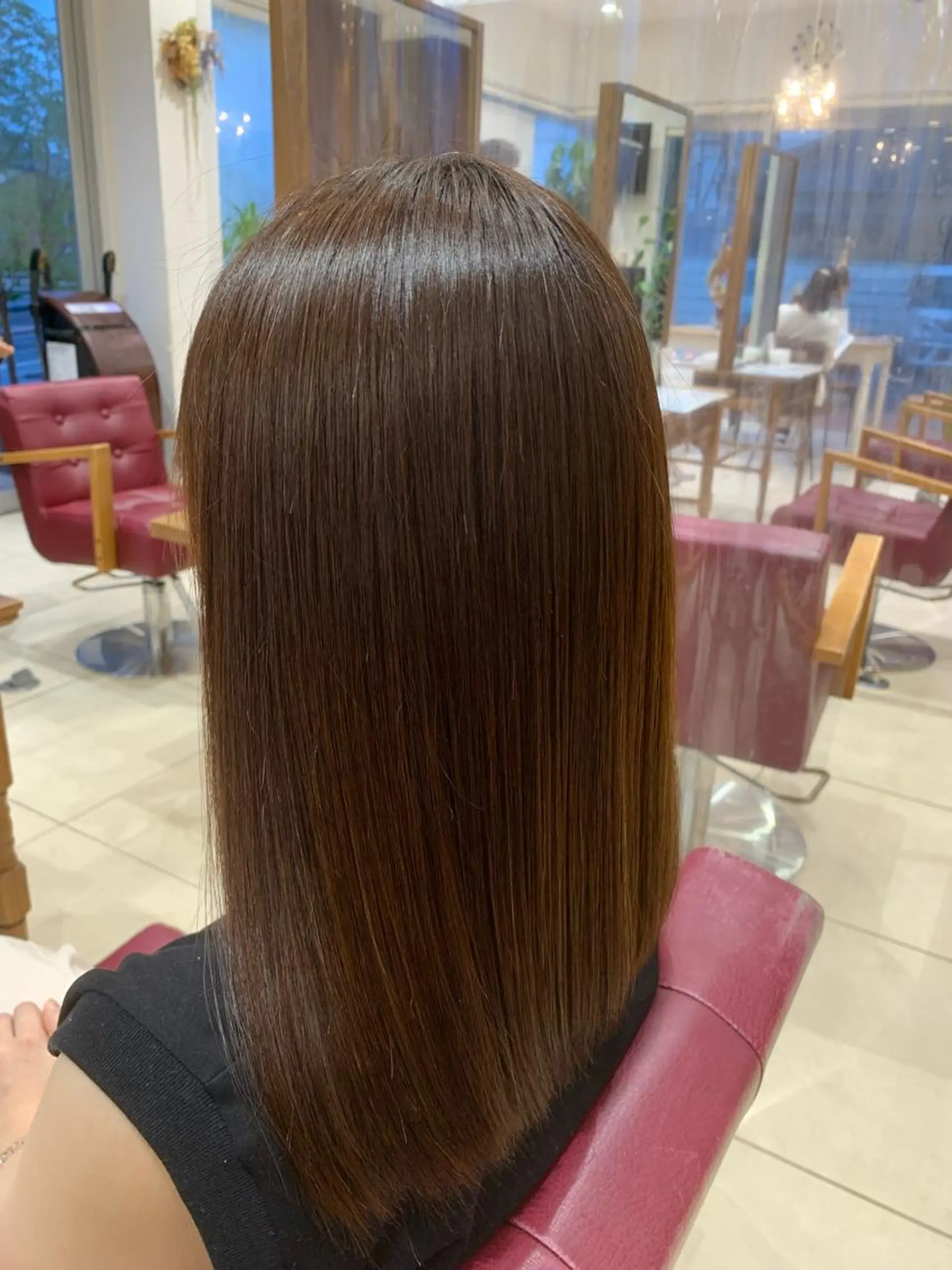 セミロング パーマ 縮毛矯正 Sae/透け感カラー /盛れる顔周りのヘアスタイル