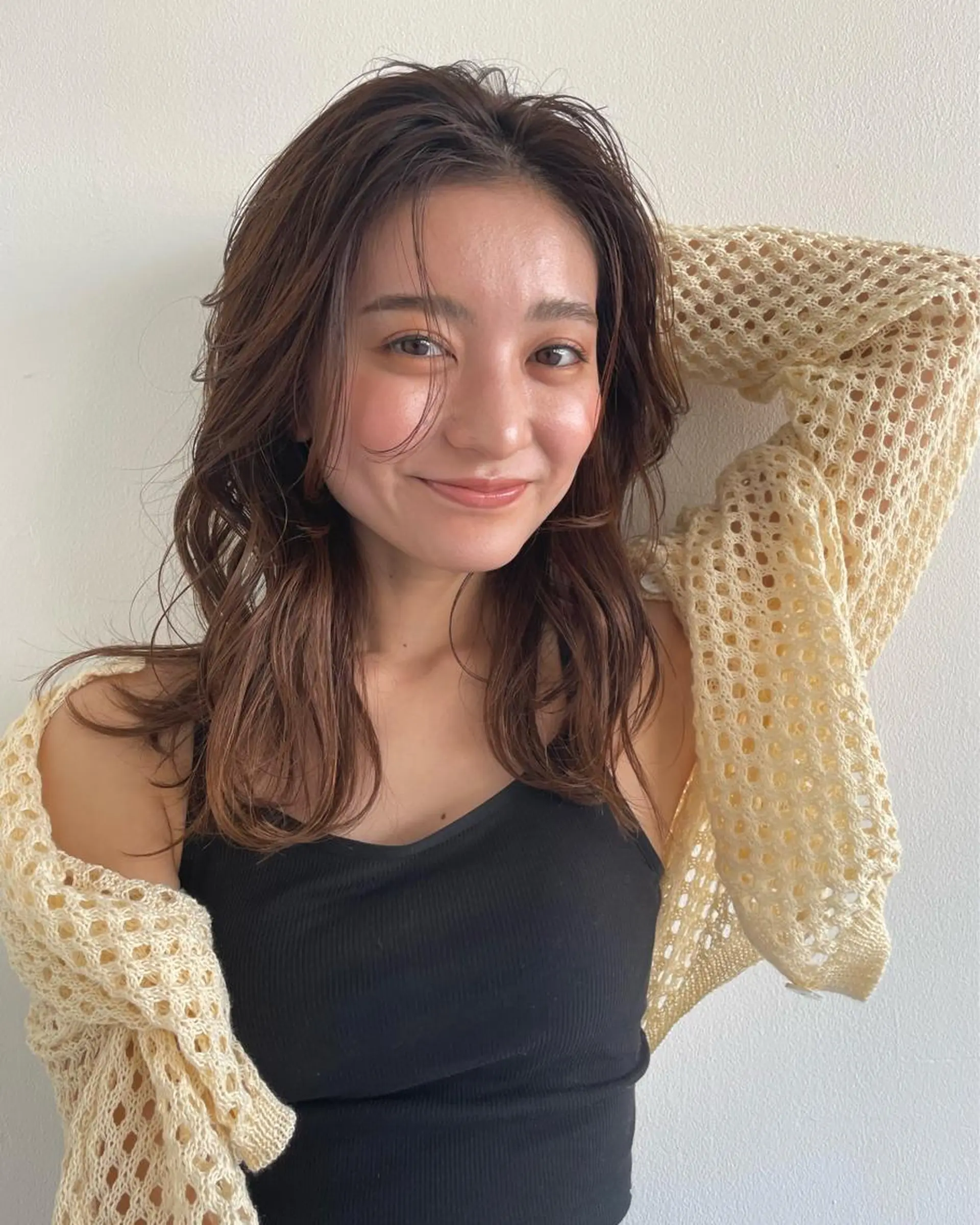 ミディアム カラー ヘアアレンジ ハイライトカラー 顔まわりレイヤー ハイライト レイヤーカット ナガミネアリサ/ 学芸大学/海外ヘアのヘアスタイル