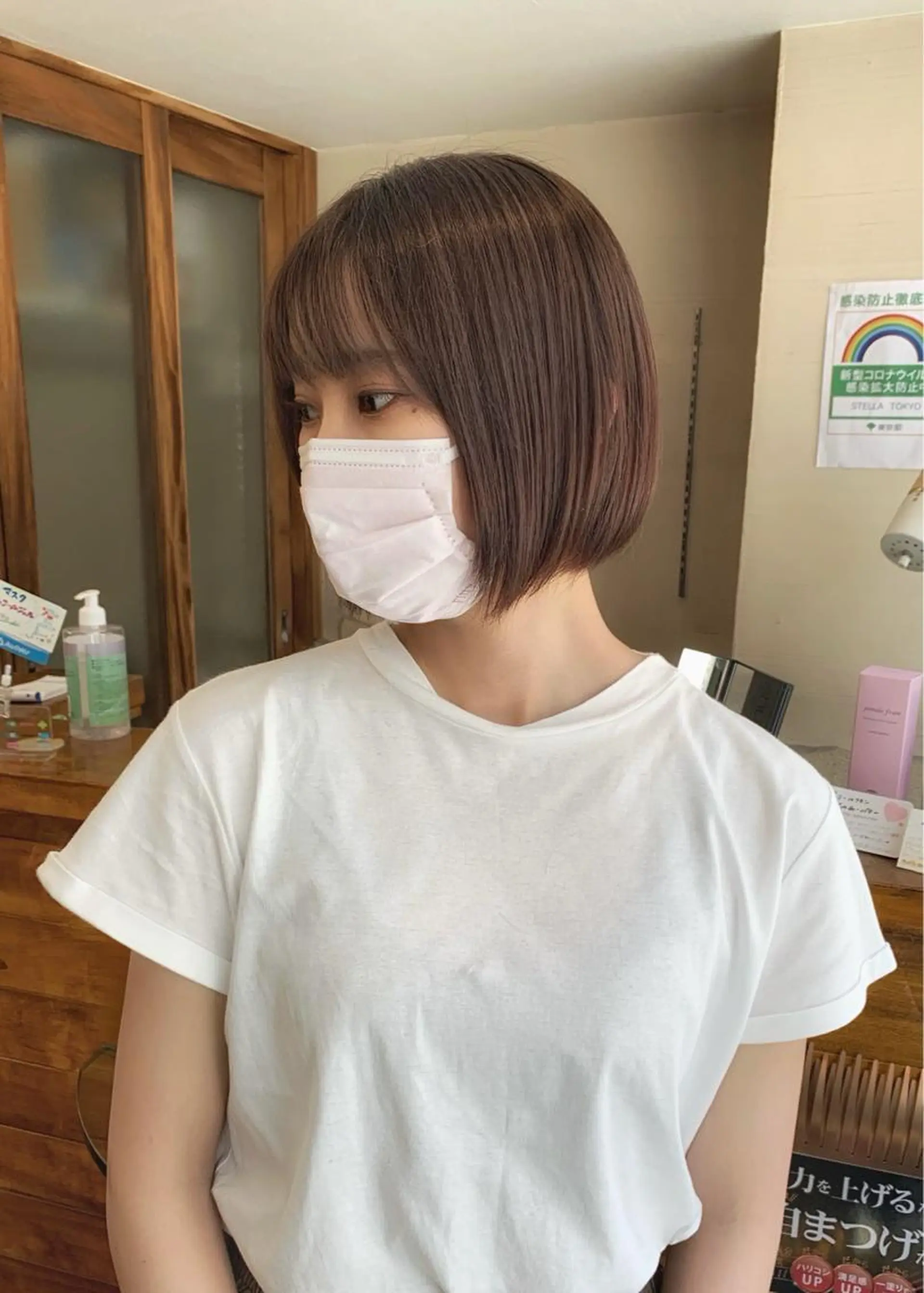 ショート カラー ベージュカラー ピンクカラー ピンクベージュ カット ヘアカラー トリートメント 矢野 晃平のヘアスタイル