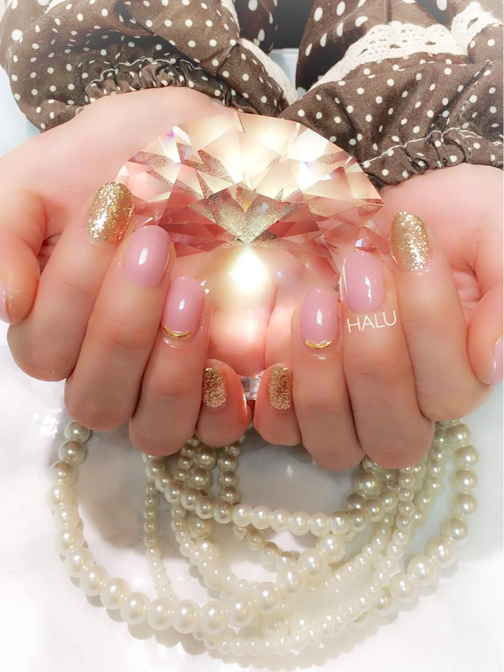 ネイル アートネイル ラメ(グリッター) シンプルネイル 春ネイル HALU ハルのネイルデザイン