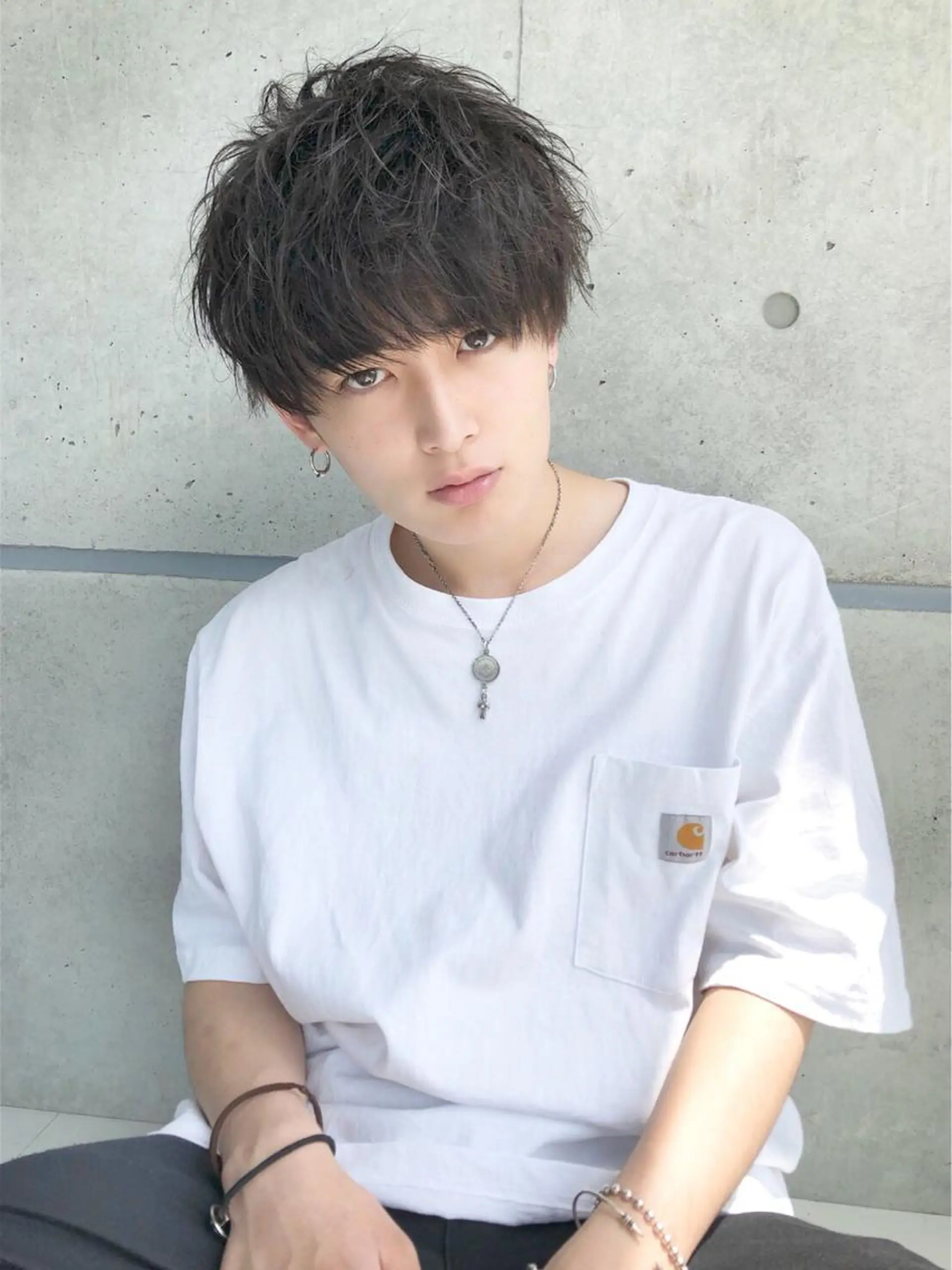 ショート カラー パーマ メンズ メンズパーマ ベージュグレージュ 💕しゅーじ💕のヘアスタイル