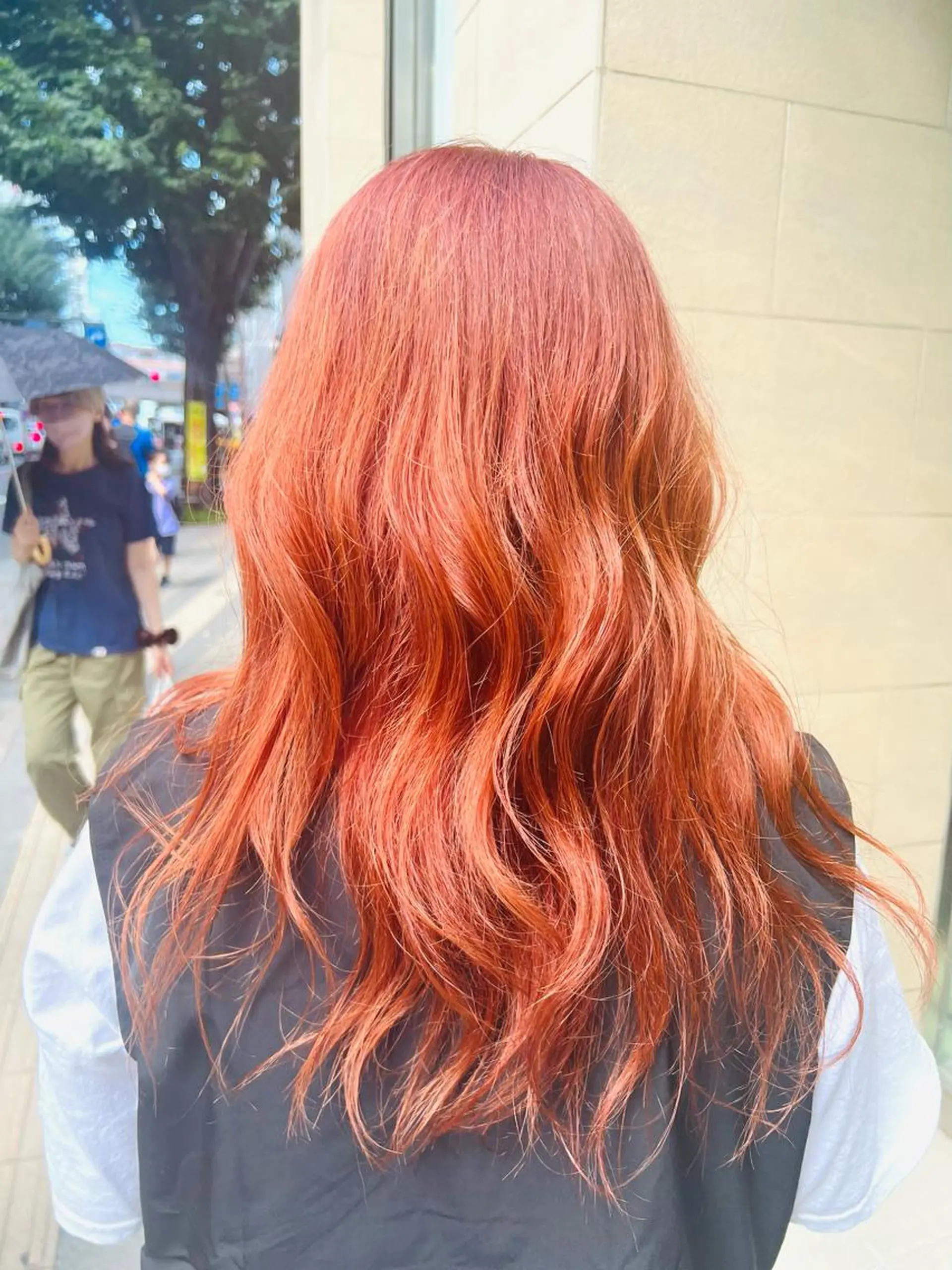 ロング カラー オレンジ オレンジピンク ピンクカラー メンズカット松戸/韓 国/メンズパーマ航太のヘアスタイル