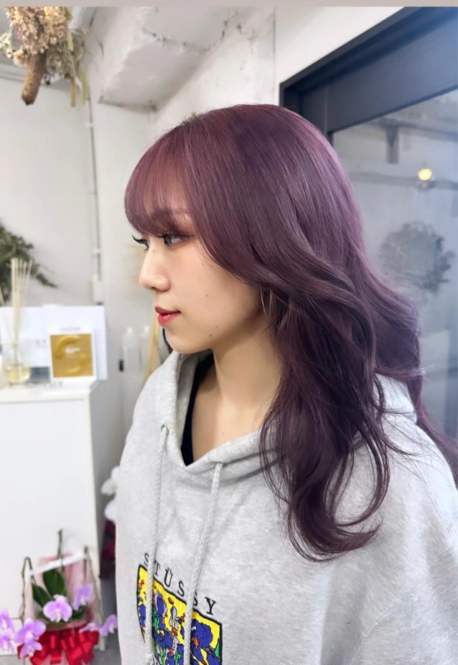 ロング カット ヘアカラー トリートメント riah  【リア】所属・瀧優華白髪ぼかし 大人レイヤー🩵のヘアスタイル