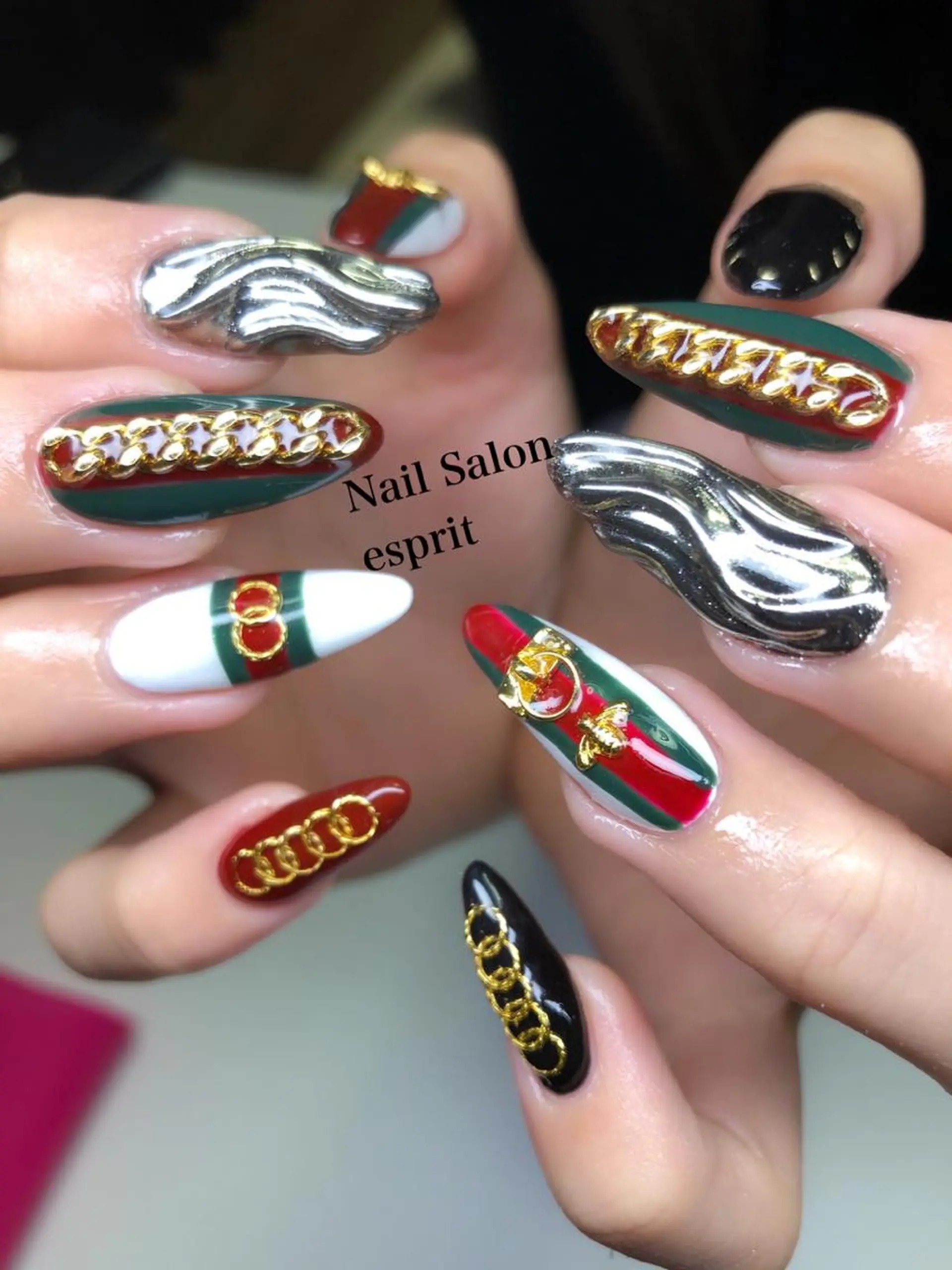 ネイル 長さ出し ロングネイル 持ち込み スカルプネイル ストーンネイル Nail Salon espritのネイルデザイン