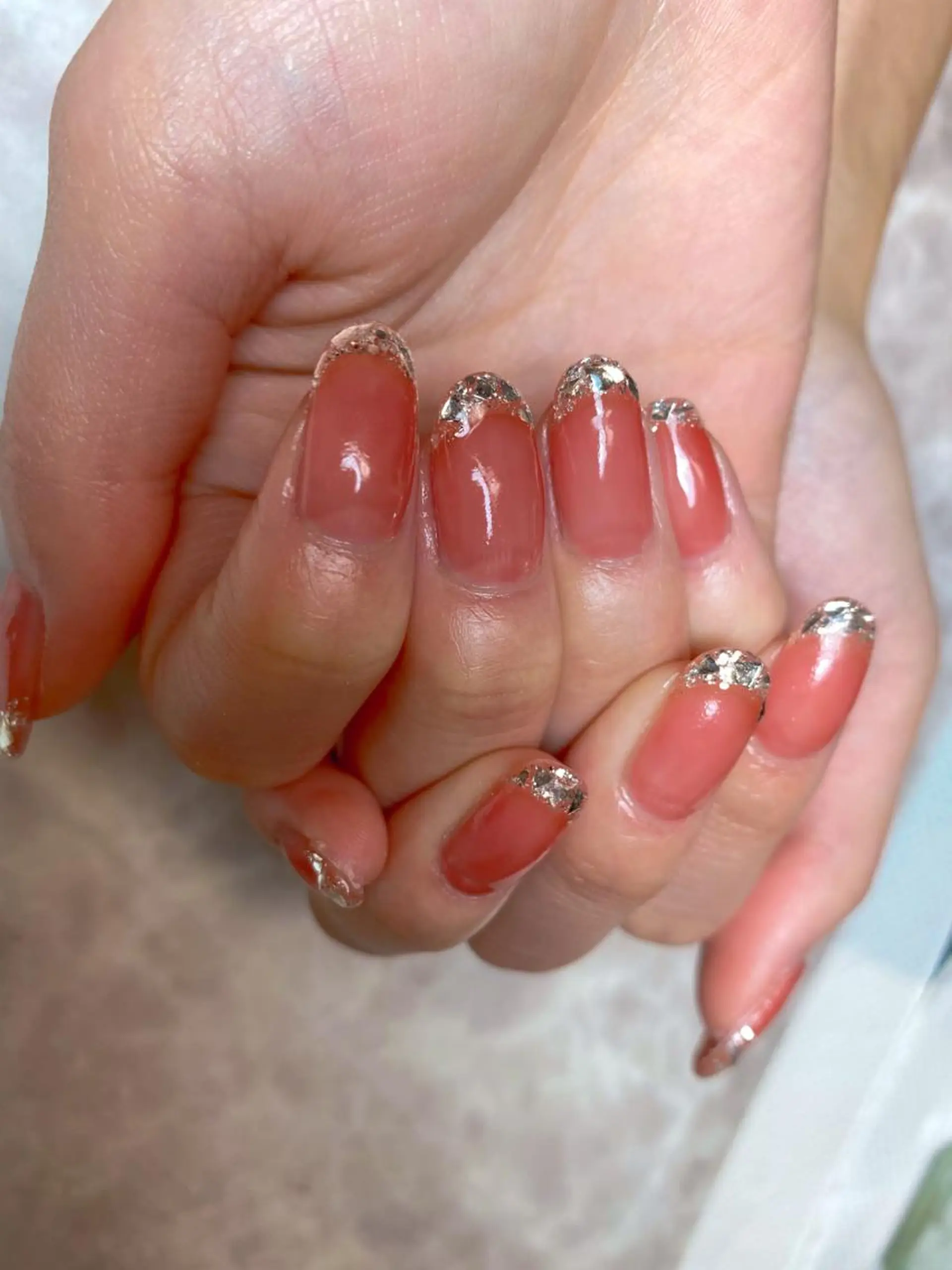 ネイル フレンチネイル ガラスフレンチ ハンドネイル 🌿Charme🌿 MAIのネイルデザイン