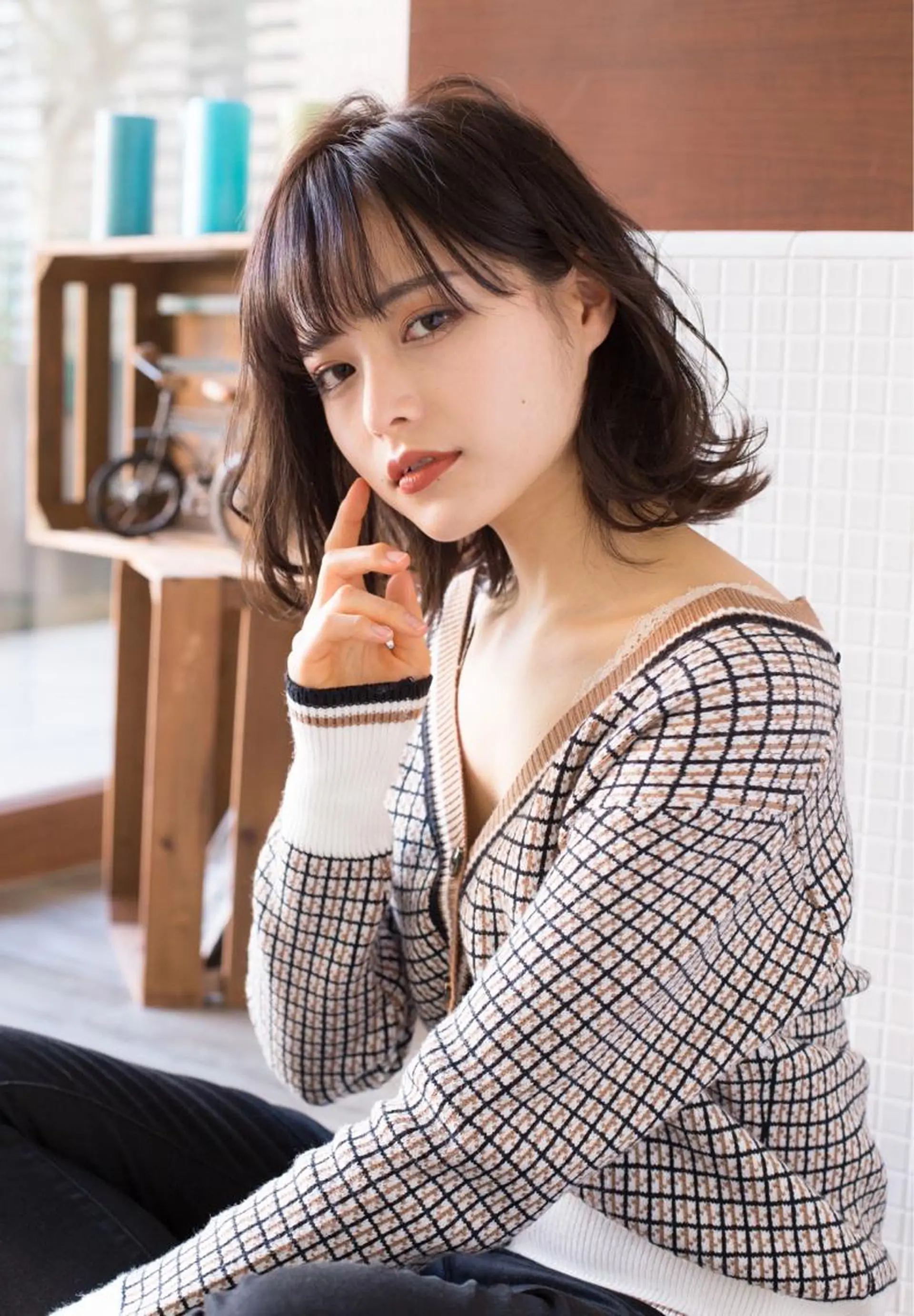 ミディアム ボブ 外ハネヘア 宮田 一宏のヘアスタイル