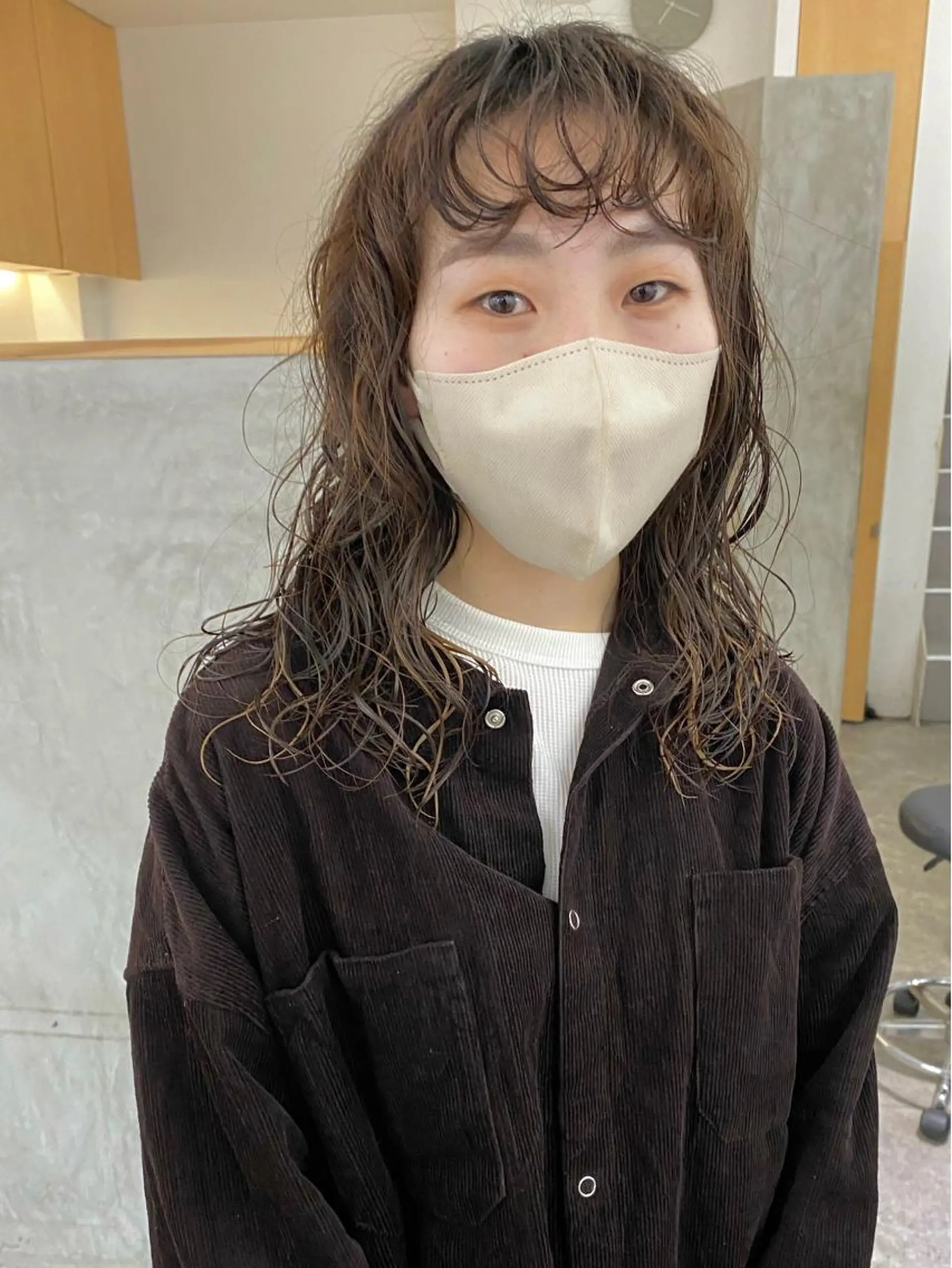 セミロング パーマ 森貴裕/ベージュ/ パーマ/オリーブのヘアスタイル